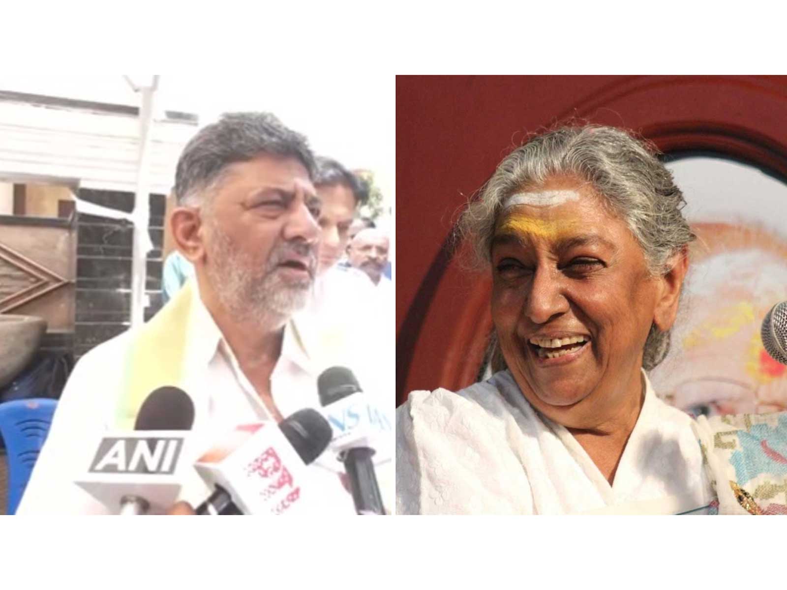  Karnataka Chief Minister D.K. Shivakumar (L) S Janaki (R) (Photos/ANI//X/ @ysjagan)