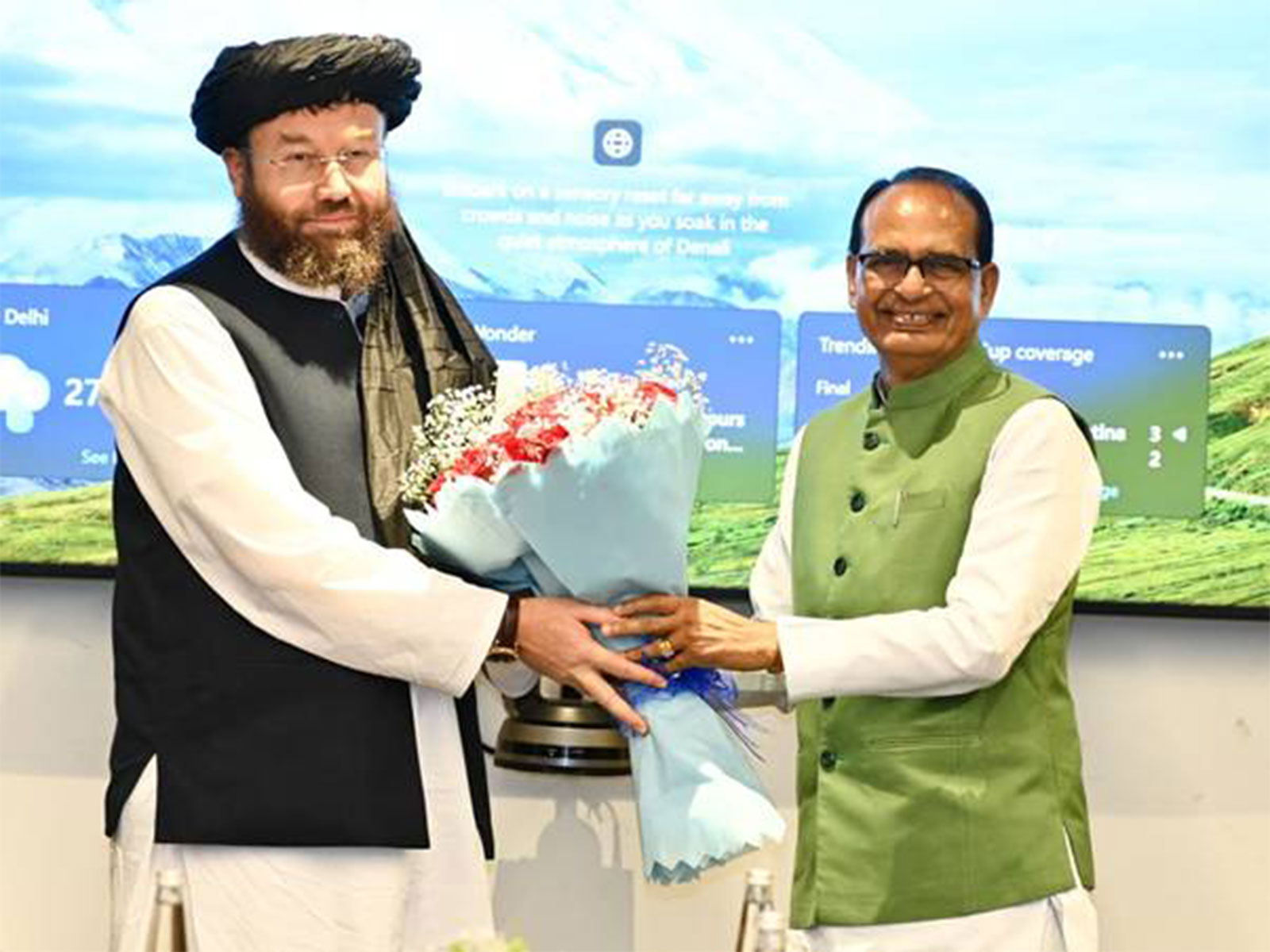 Afghanistan's Agriculture Minister Mawlawi Ataullah Omari with Union Minister Shivraj Singh Chouhan (Photo/PIB)