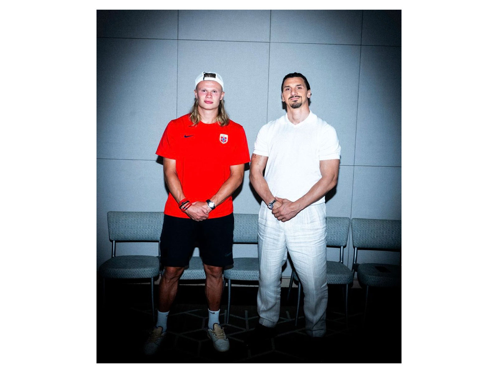 Zlatan Ibrahimovic (R) and Erilng Haaland (L). (Photo: X/@Ibra_official)