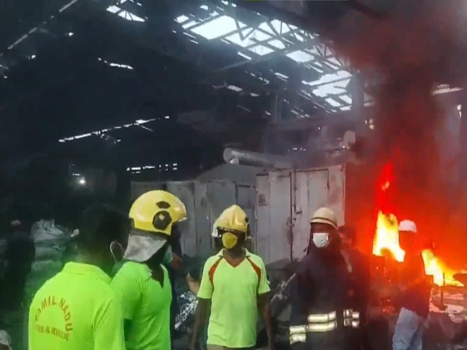 Boiler explosion triggers massive fire at Tiruvallur factory, leaving one worker dead (Photo/ANI) 