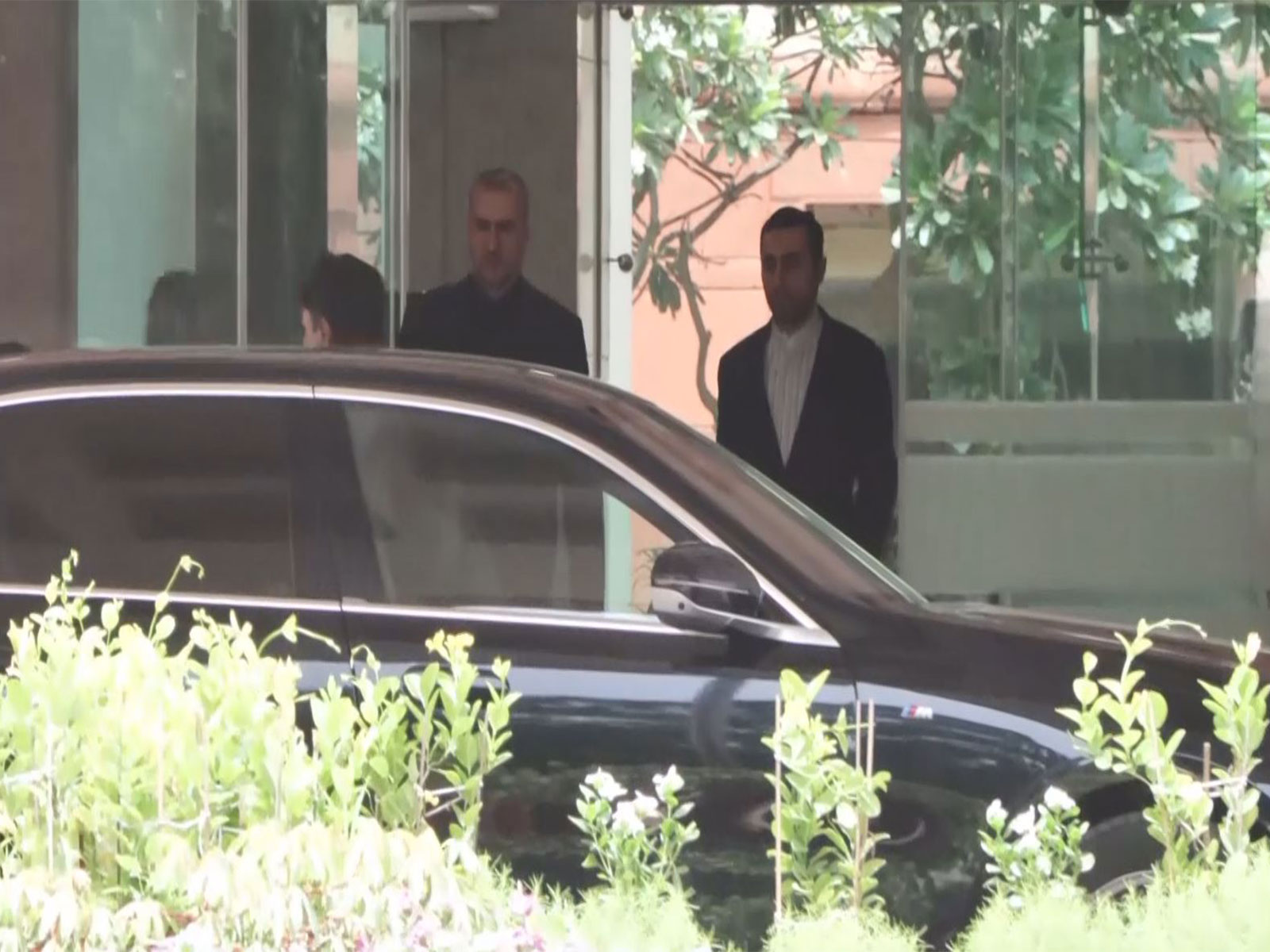 Iranian diplomats, including Deputy Chief of Mission Mohammad Javad Hosseini, leave the Ministry of External Affairs after India summoned them over the Iranian missile strike on two UAE tankers in the Strait of Hormuz. (Photo/ANI)