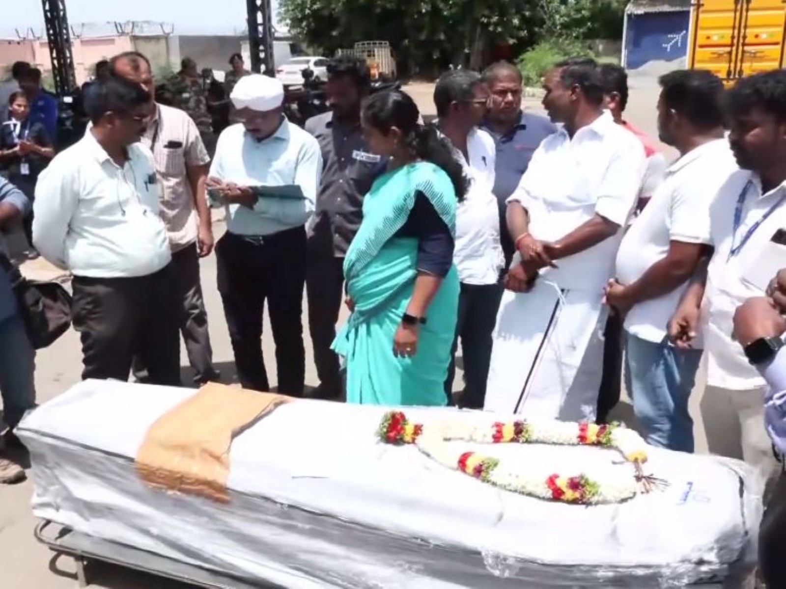 Mortal remains of six Tamil Nadu victims of the Vietnam boat tragedy arrive at Coimbatore International Airport (Photo/ANI)