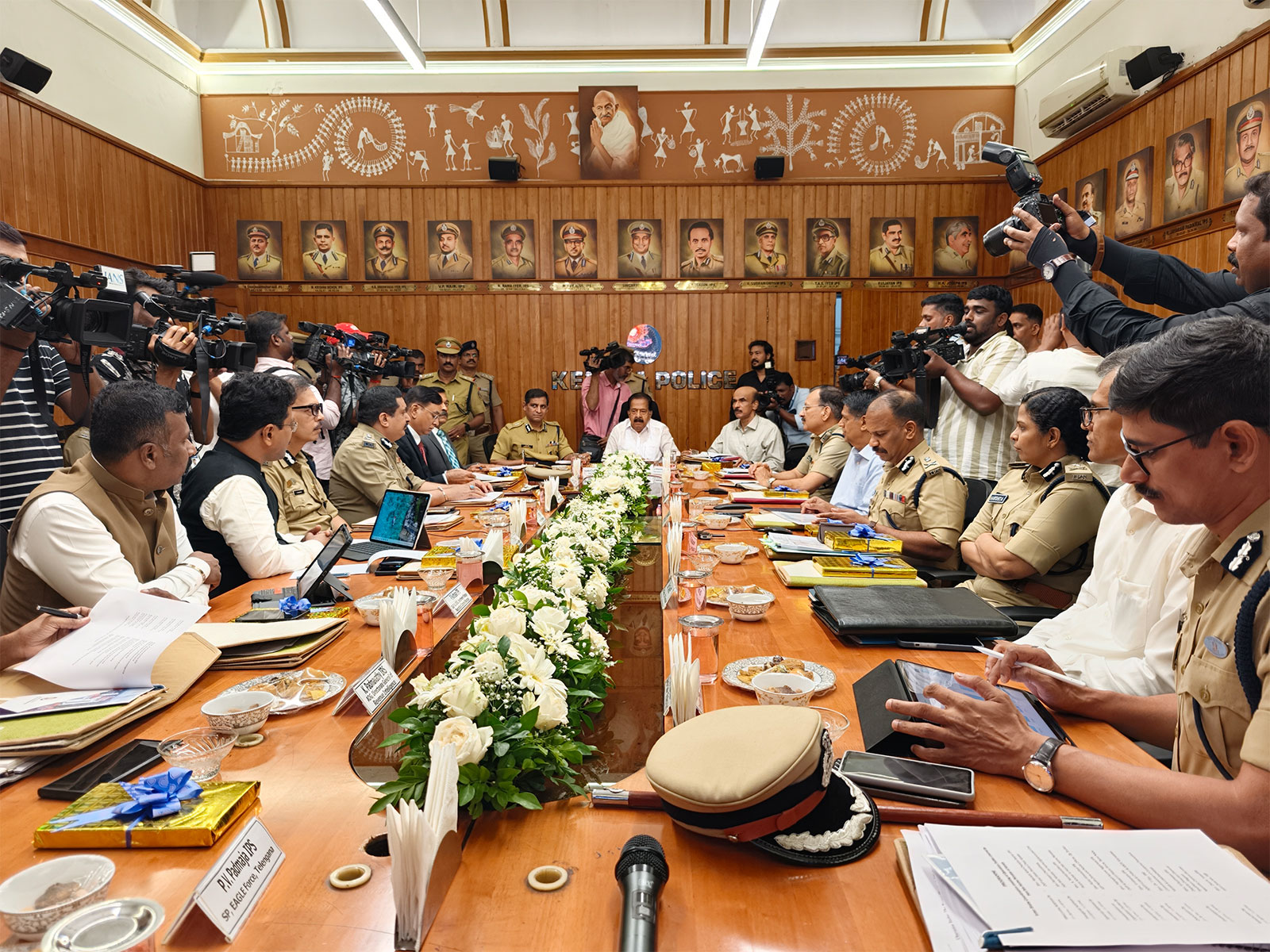 South India's top police chiefs and central intelligence heads gathering at Thiruvananthapuram for Operation Toofan High Level Summit chaired by Home Minister Ramesh Chennnithala