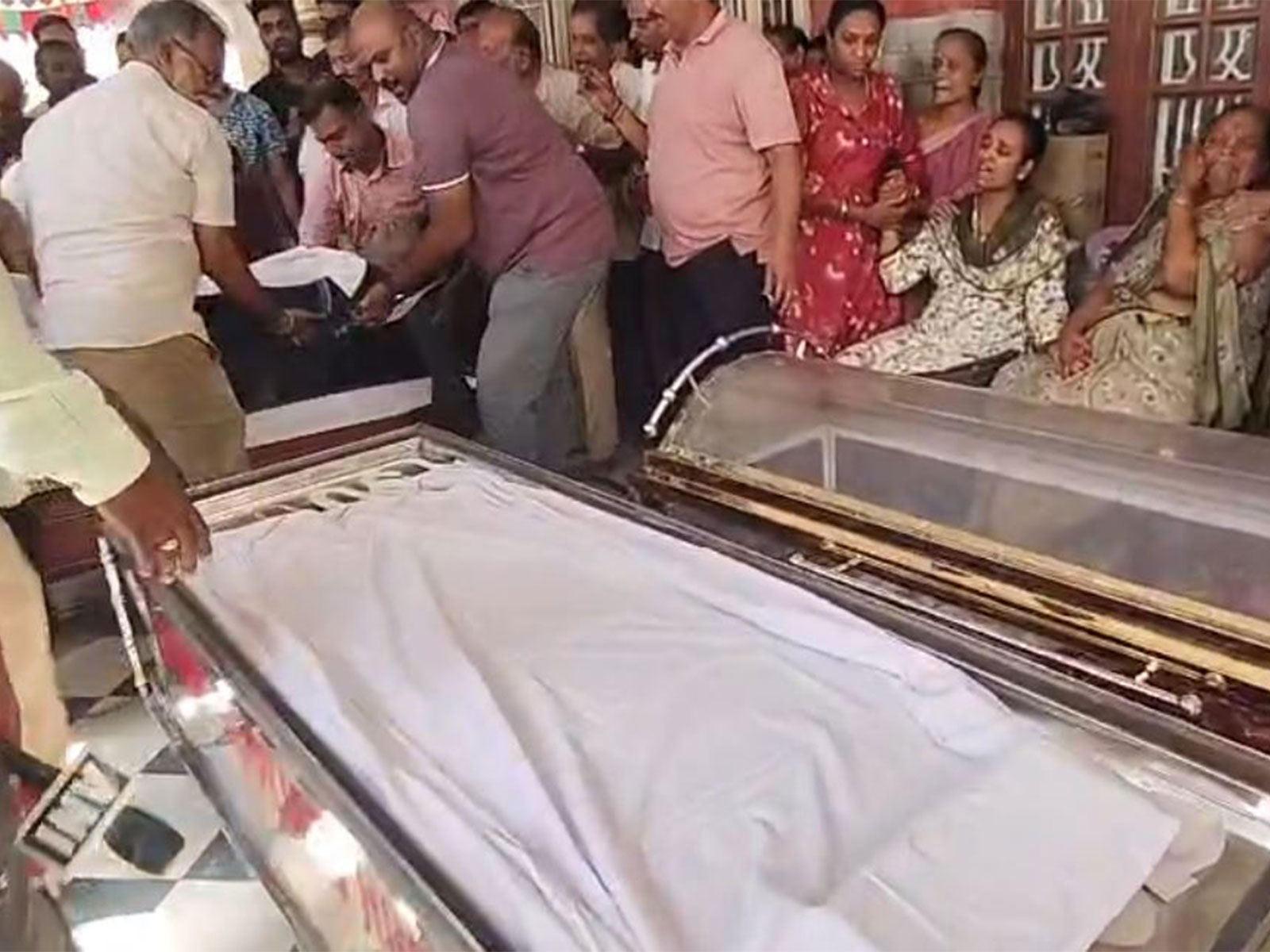 Mortal remains of Ravi Teja, one of the victims of Vietnam boat tragedy. (Photo/ANI)