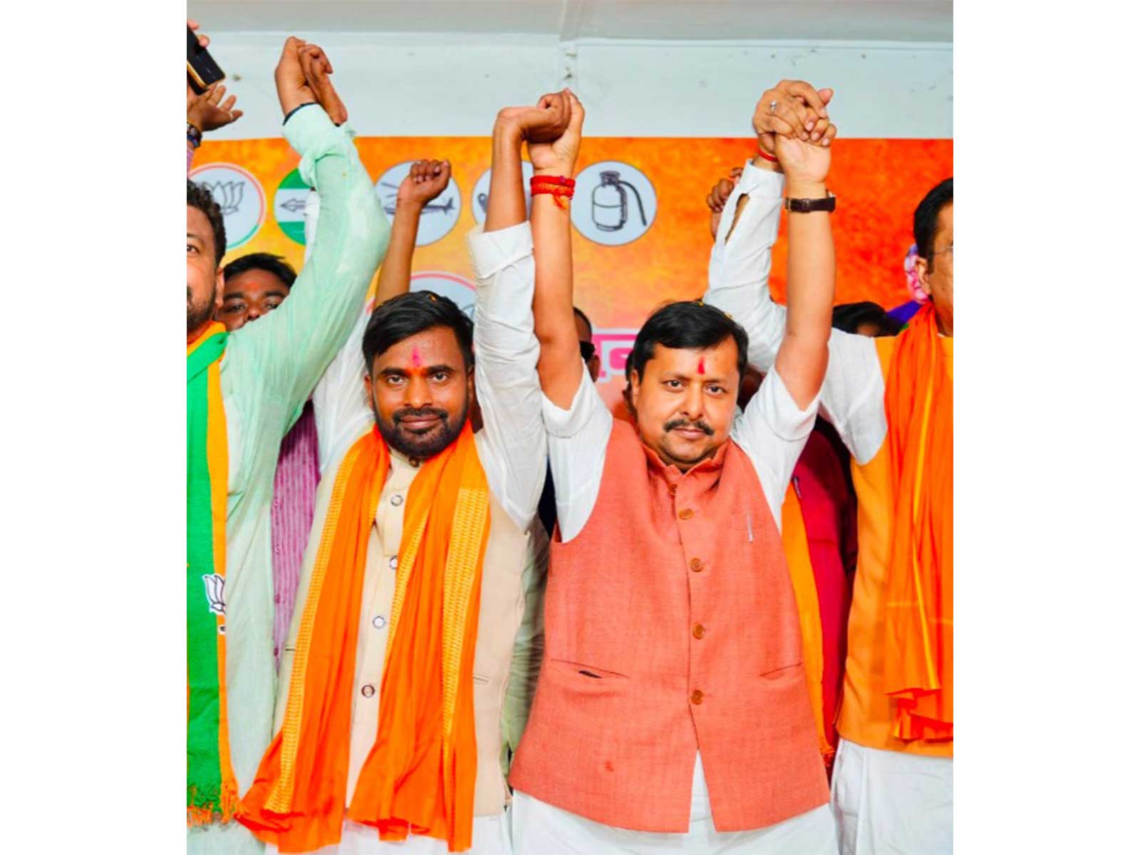 BJP national president Nitin Nabin with BJP's candidate in Bankipur by-election, Neeraj Kumar Sinha (Photo/x/@NitinNabin)