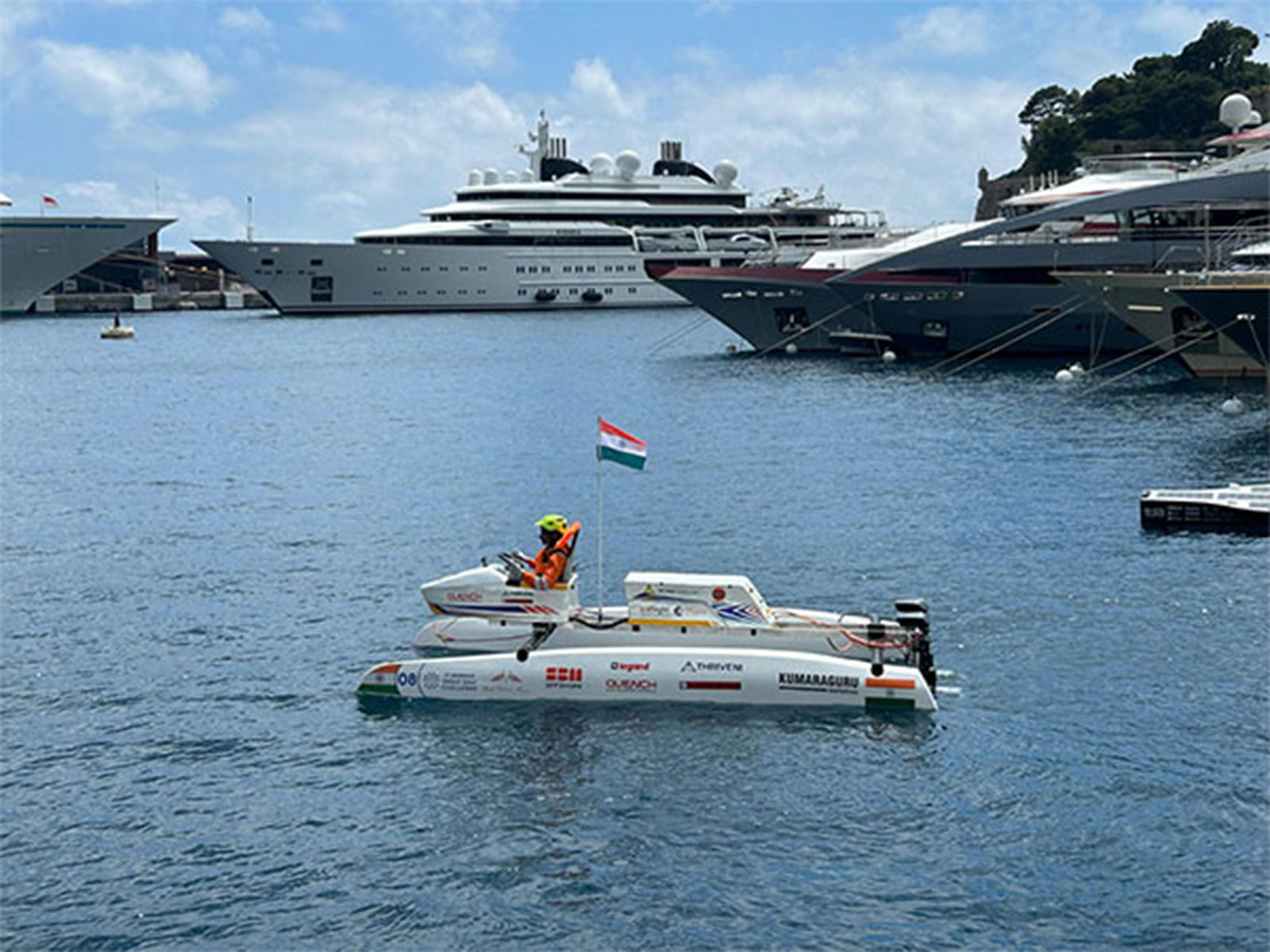 A players from Team Sea Sakthi of India at the 11th Monaco Energy Boat Challenge. (Photo: ANI)