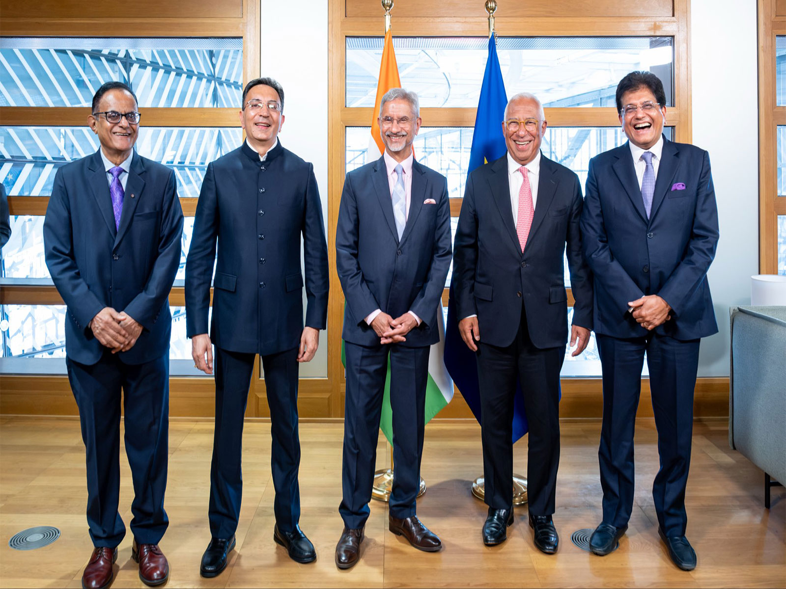 External Affairs Minister S Jaishankar, Union Commerce and Industry Minister Piyush Goyal, Minister of State (MoS) in the Ministry of Electronics and Information Technology (MeitY) Jitin Prasada (Photo: X/@DrSJaishankar)