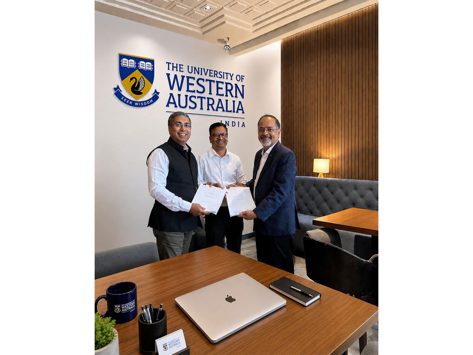 L-R: David Das, COO, UWA - India Operations; Sebi PK, Finance Head, SRM Technologies; and Kannan Natarajan, Global Head - EdTech & Public Sector Business, SRM Technologies