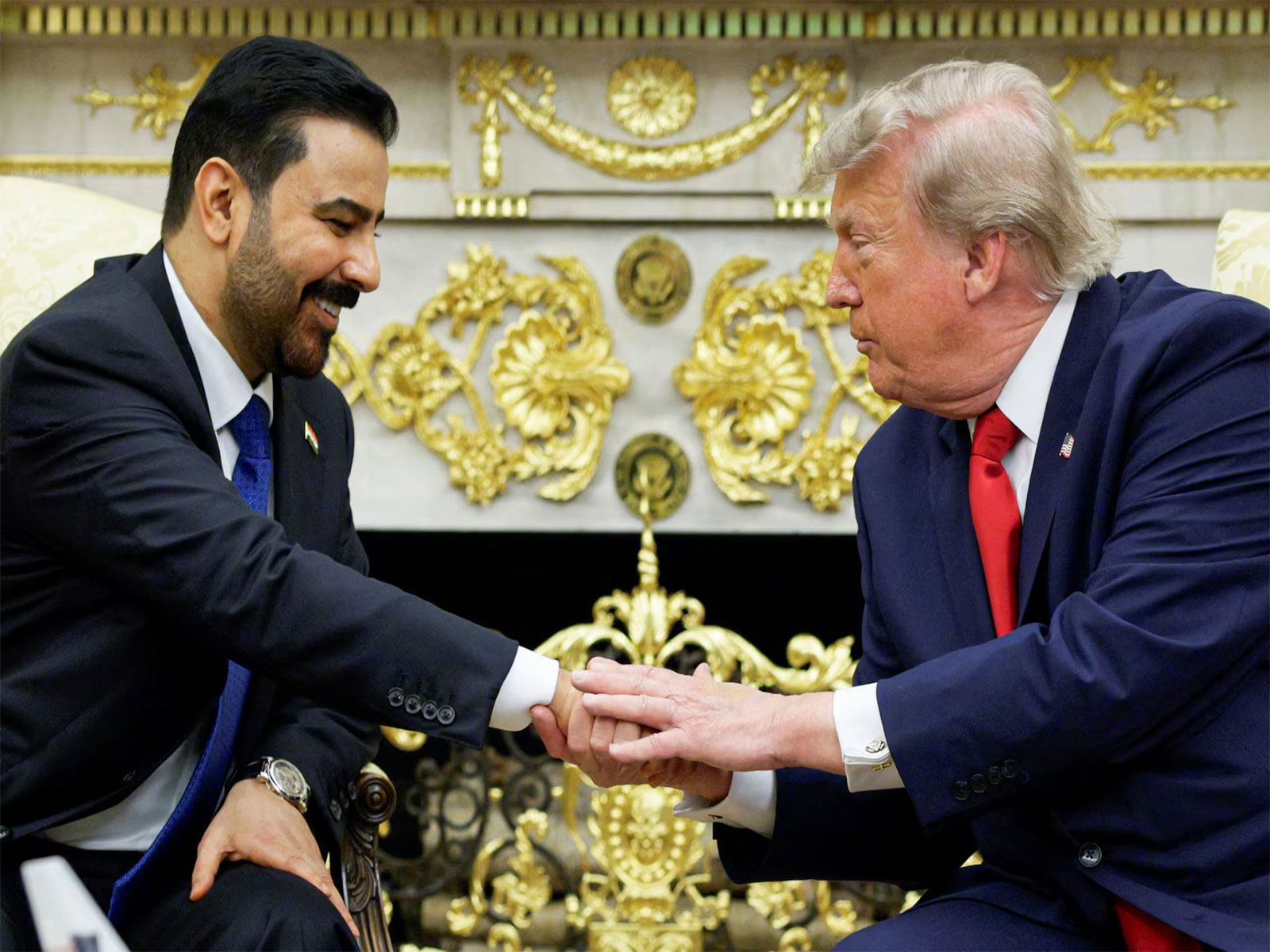 US President Donald Trump and Iraqi Prime Minister Ali al-Zaidi during their meeting in the Oval Office at the White House in Washington. (Photo/Reuters)
