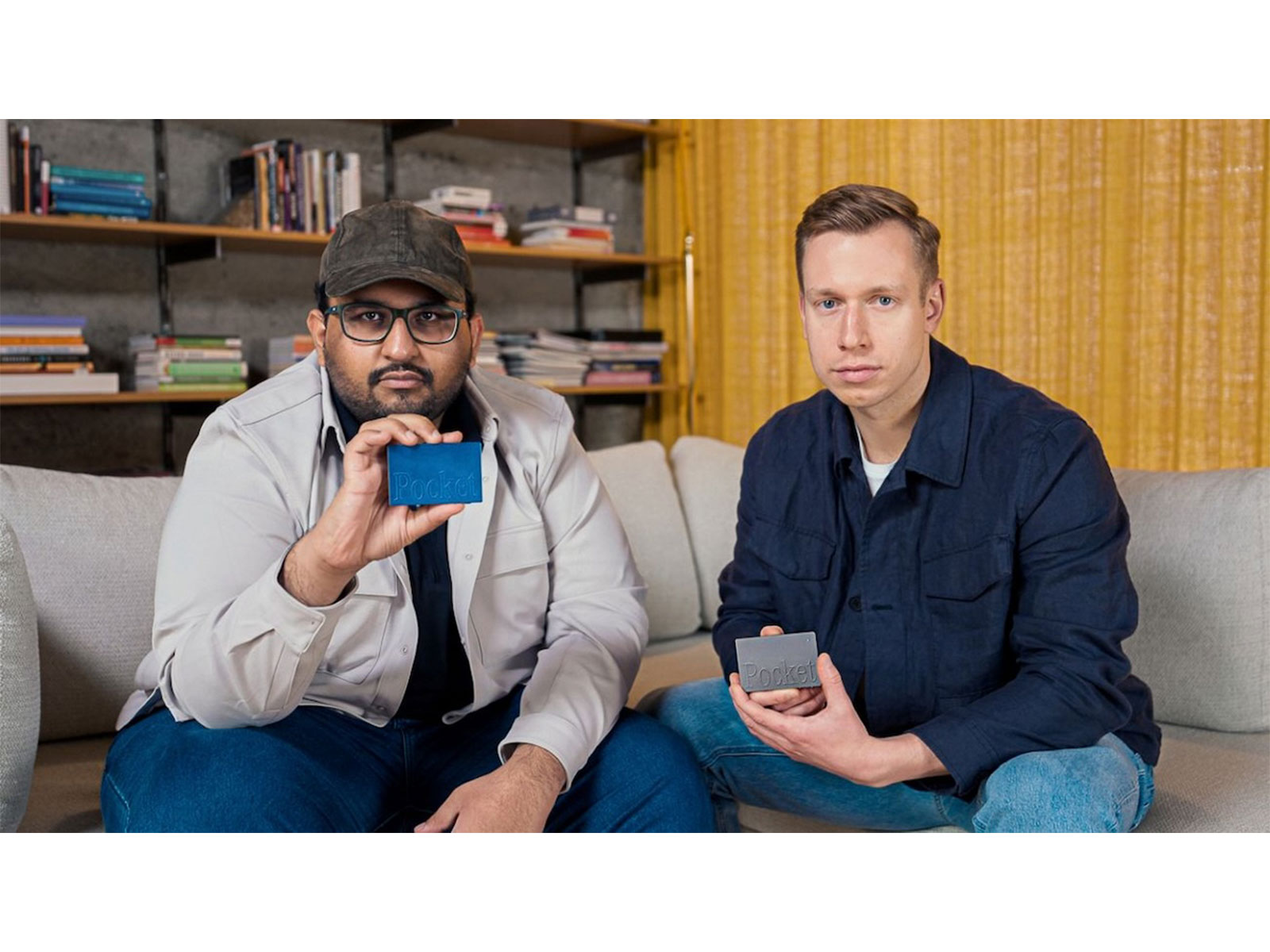 Pocket Co-Founders Akshay Narisetti and Gabriel Dymowski with Pocket after announcing the company's $11 million funding round.