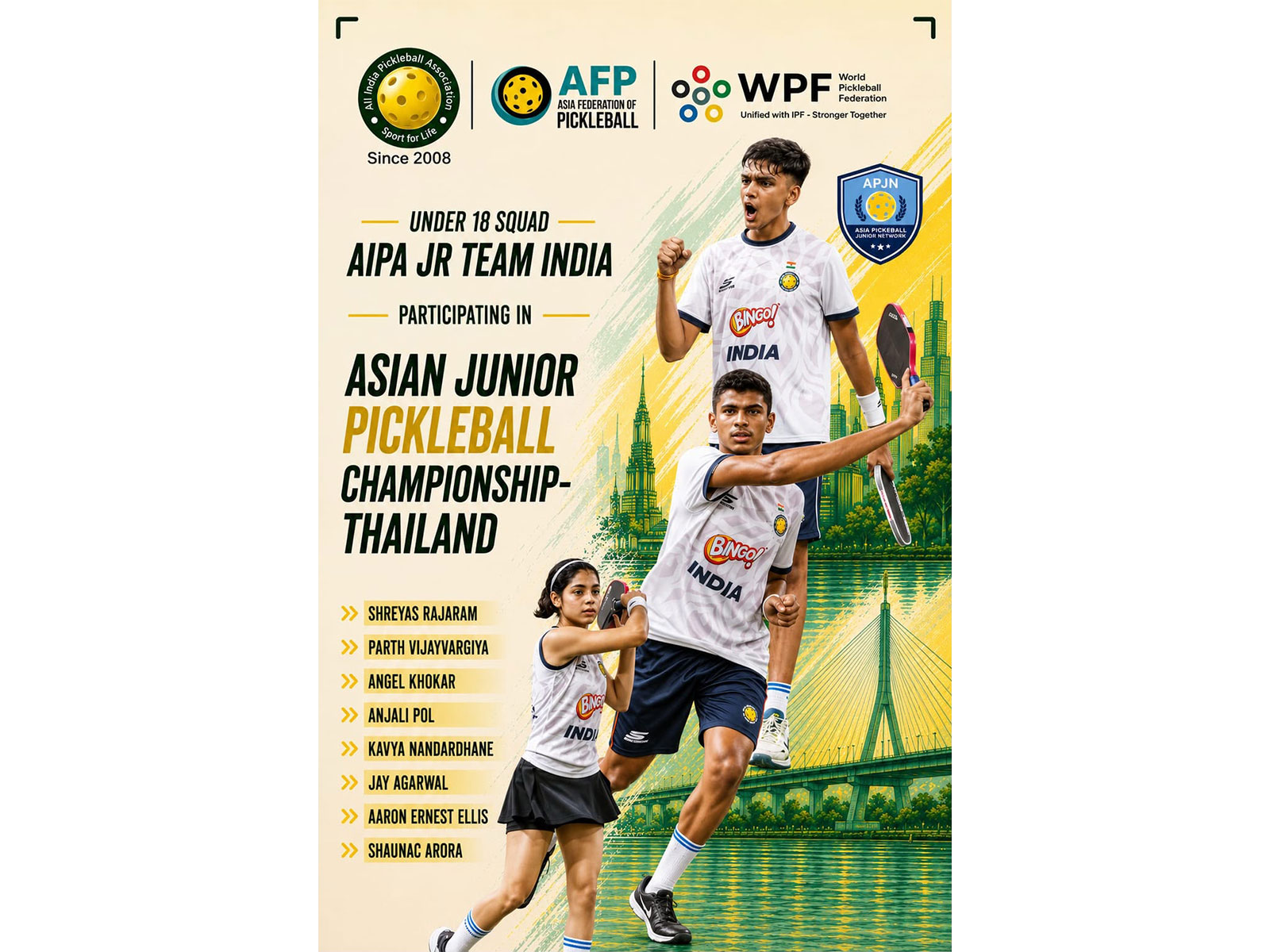 Asian Junior Pickleball Championship 2026 will be played in Thailand. (Photo: AIPA)