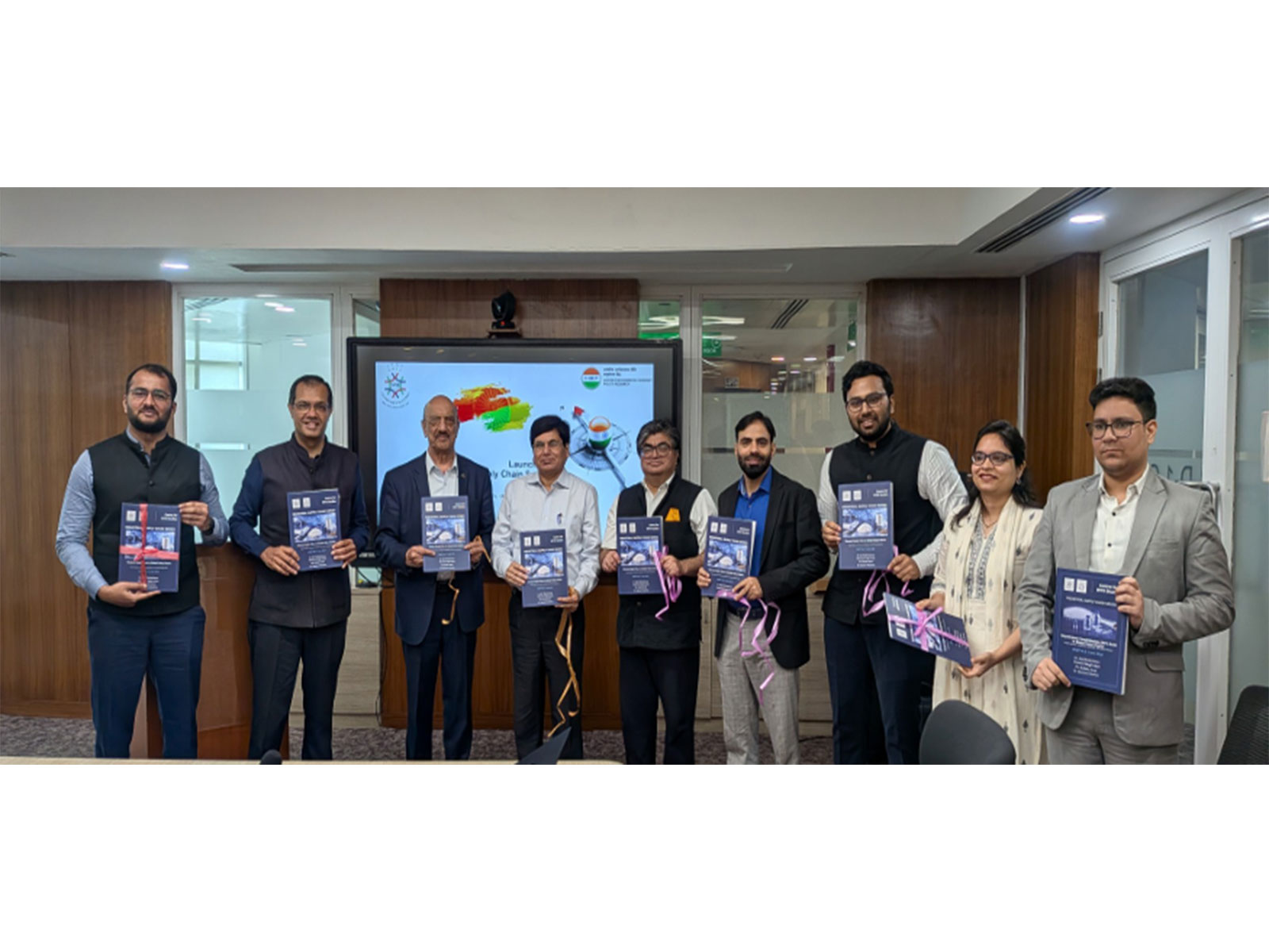 Chandra Gupta, Maj Gen Dhruv C. Katoch, Dr Pritam Banerjee and Dr.  Jaijit Bhattacharya and authors releasing the reports. (Photo/@Centre for WTO Studies)