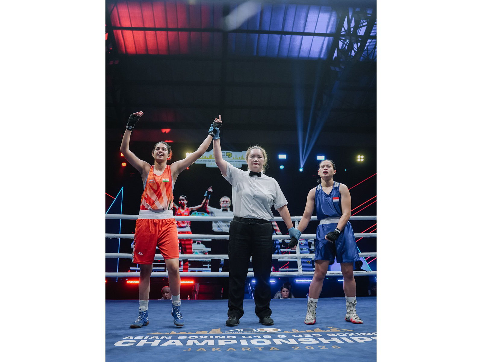 Prachi Chahar (U-19) celebrates her gold medal win at Asian U-19 & U-23 Boxing Chamipionship 2026. (Photo/BFI)
