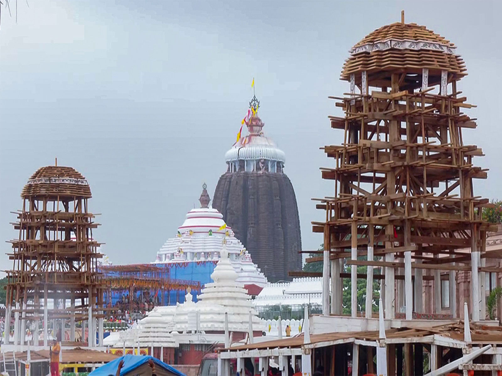 View of chariot for annual Rath Yatra festival at Jagannath Temple premises. (Photo/ANI)