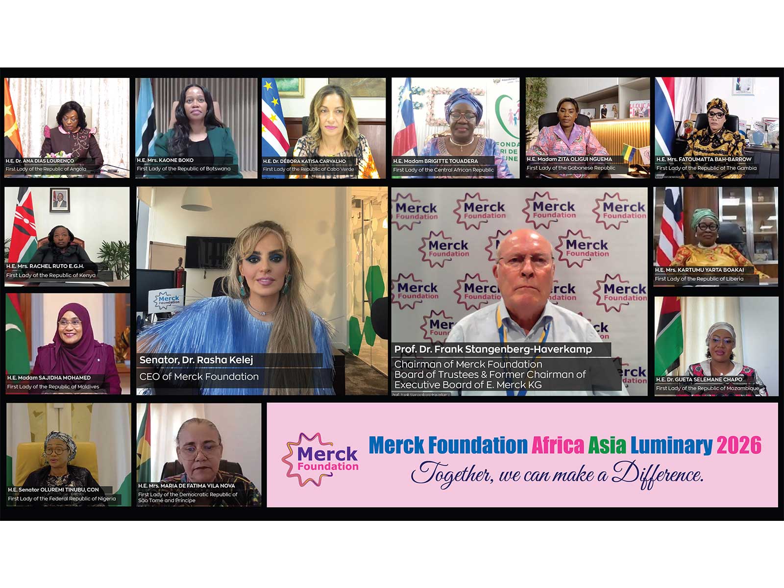 Merck Foundation Chairman and CEO along with the 12 African and Asian First Ladies at the 13th Edition of the Merck Foundation Africa Asia Luminary