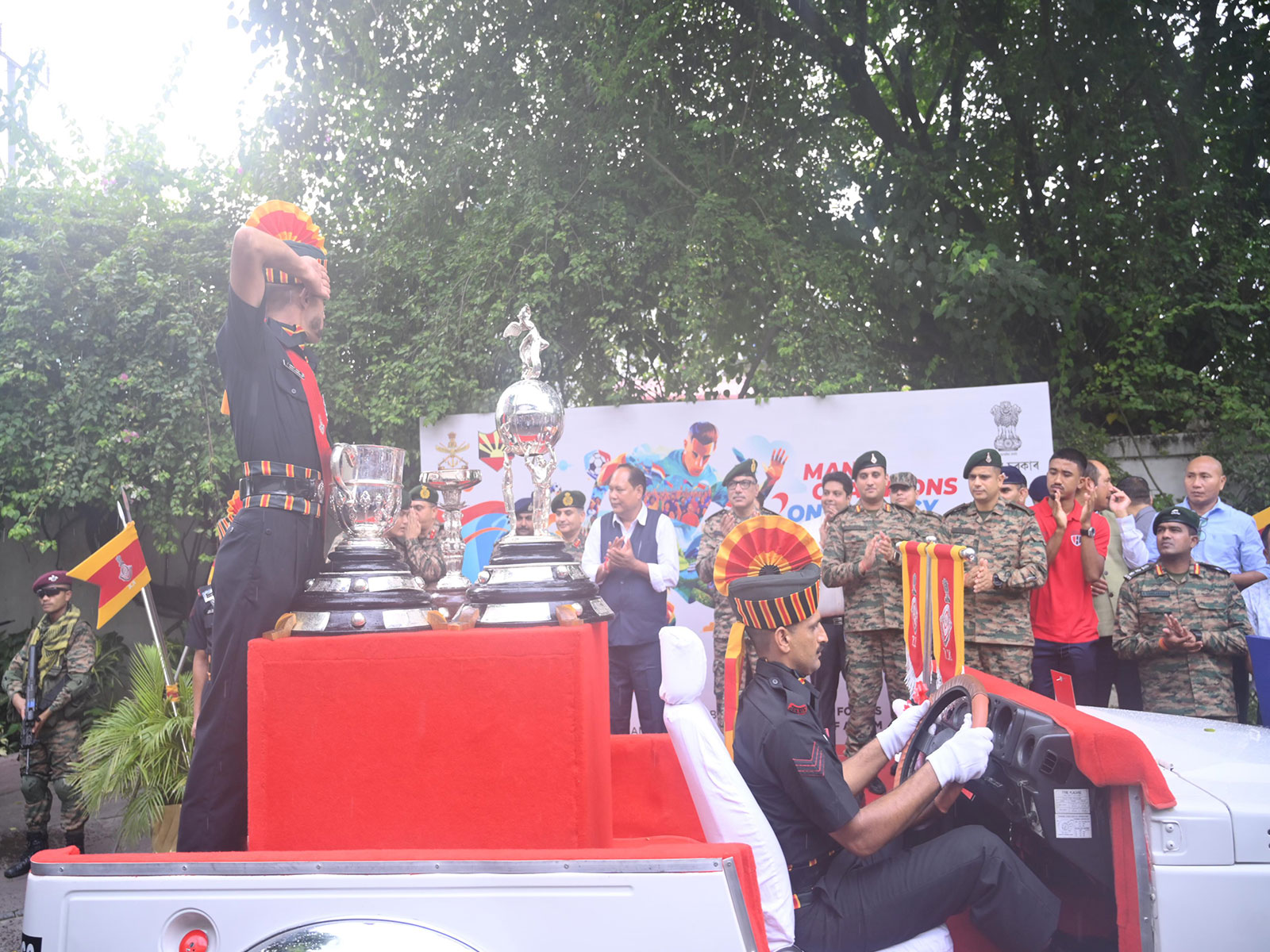 Guwahati welcomes iconic Durand Cup trophies. (Photo:PRO DEFENCE GUWAHATI)