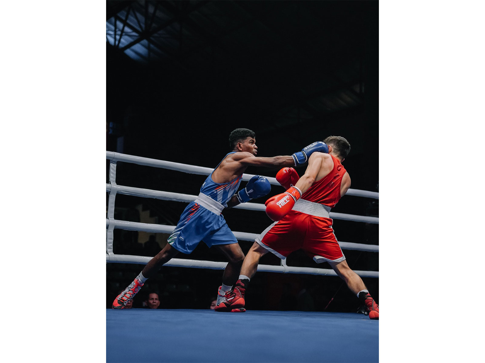 Vishvanath in action at Asian U-19 & U-23 Boxing Chamipionships 2026. (Photo/BFI)
