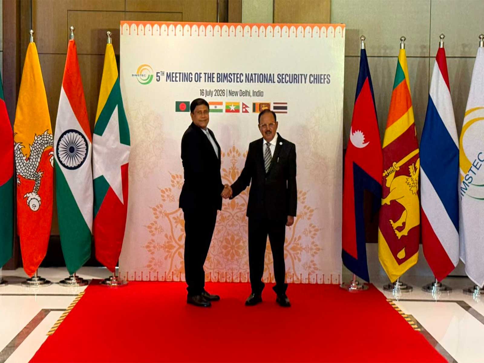 AKM Shamsul Islam, Defence Adviser to Bangladesh's Prime Minister with NSA Ajit Doval (Photo/X@bdhc_delhi)