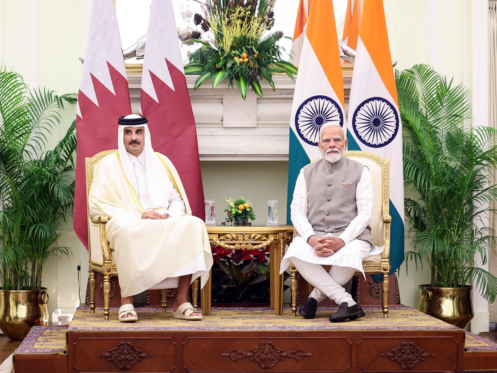 Prime Minister Narendra Modi and Amir of Qatar Sheikh Tamim Bin Hamad Al Thani (File Photo/ANI)