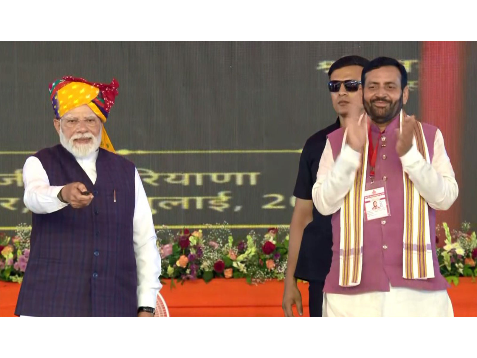 Prime Minister Narendra Modi along with Haryana CM Nayab Saini (Photo/ANI)
