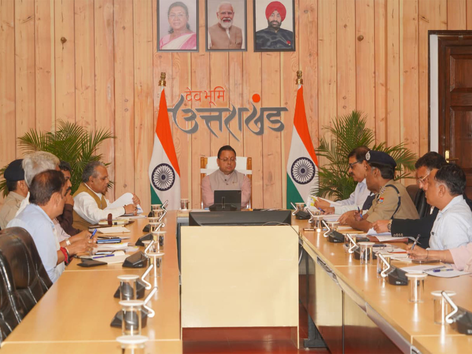 Uttarakhand Chief Minister Pushkar Singh Dhami chairing a comprehensive review meeting (Photo/ANI)