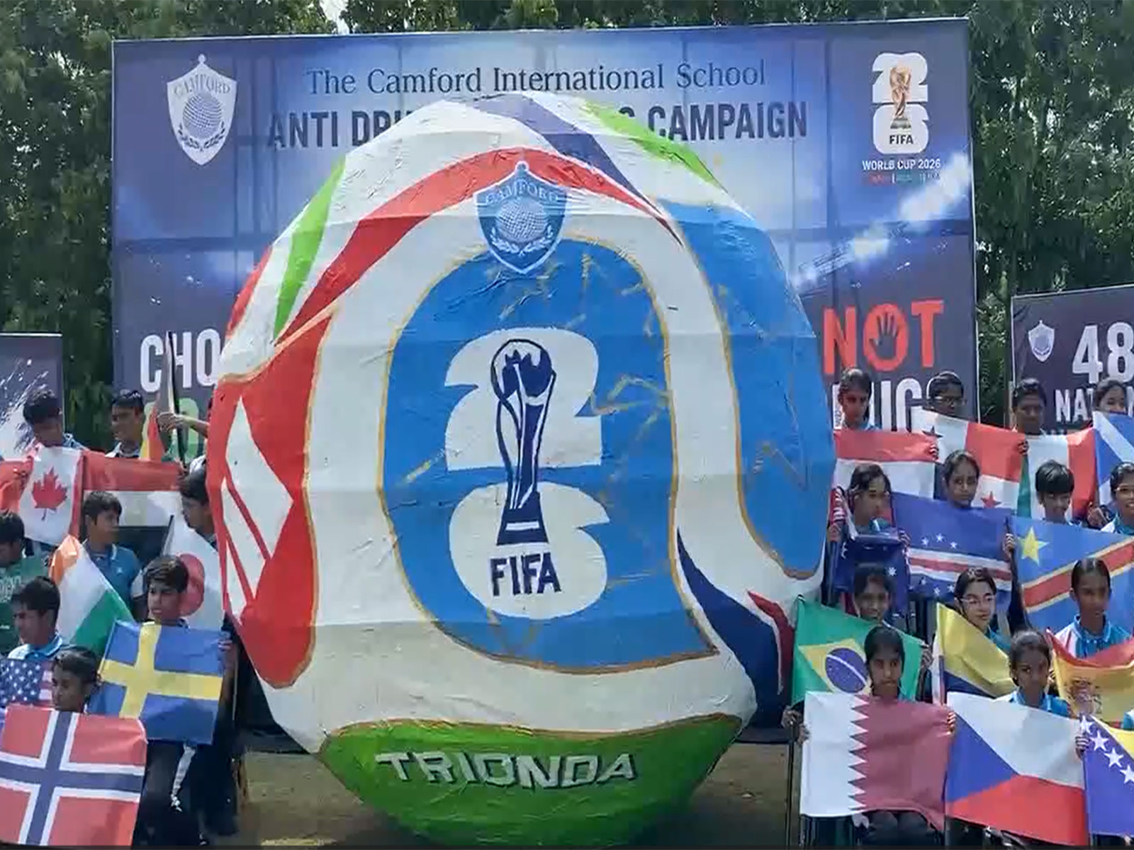 Coimbatore students launch FIFA-themed anti-drug campaign (Photo: ANI)