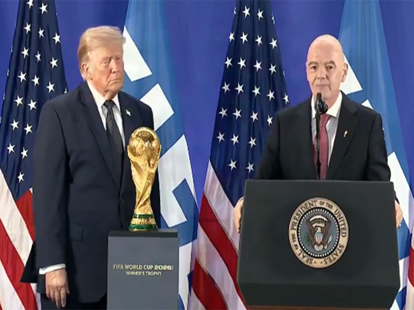 FIFA President Gianni Infantino (right) and US President Donald Trump (left) (Photo: YouTube/@TheWhiteHouse)