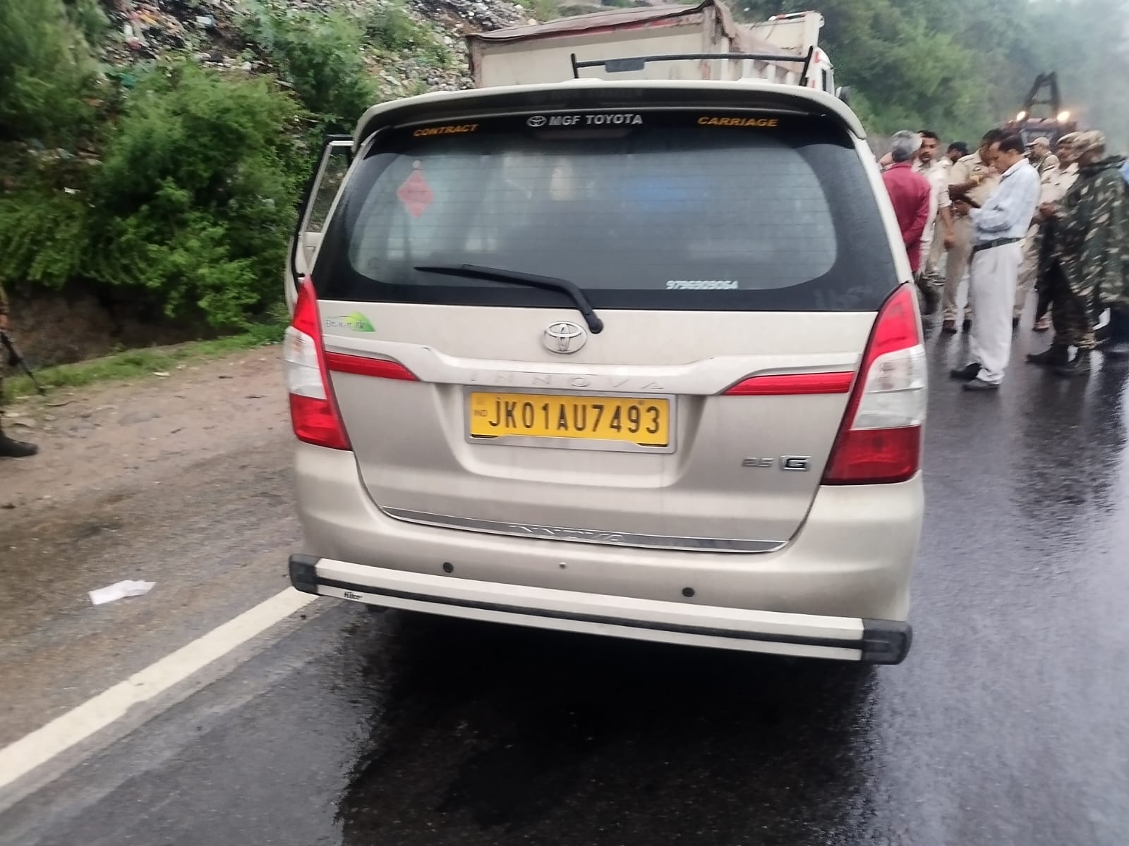 Vehicle crashed into a stationary truck (Photo/ANI)