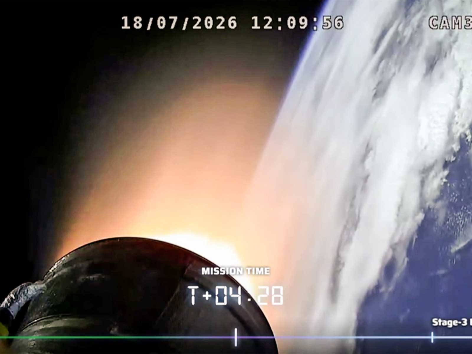 India's first privately developed orbital-class rocket, Vikram-1 launched from Sriharikota (Photo-(Skyroot Aerospace X)