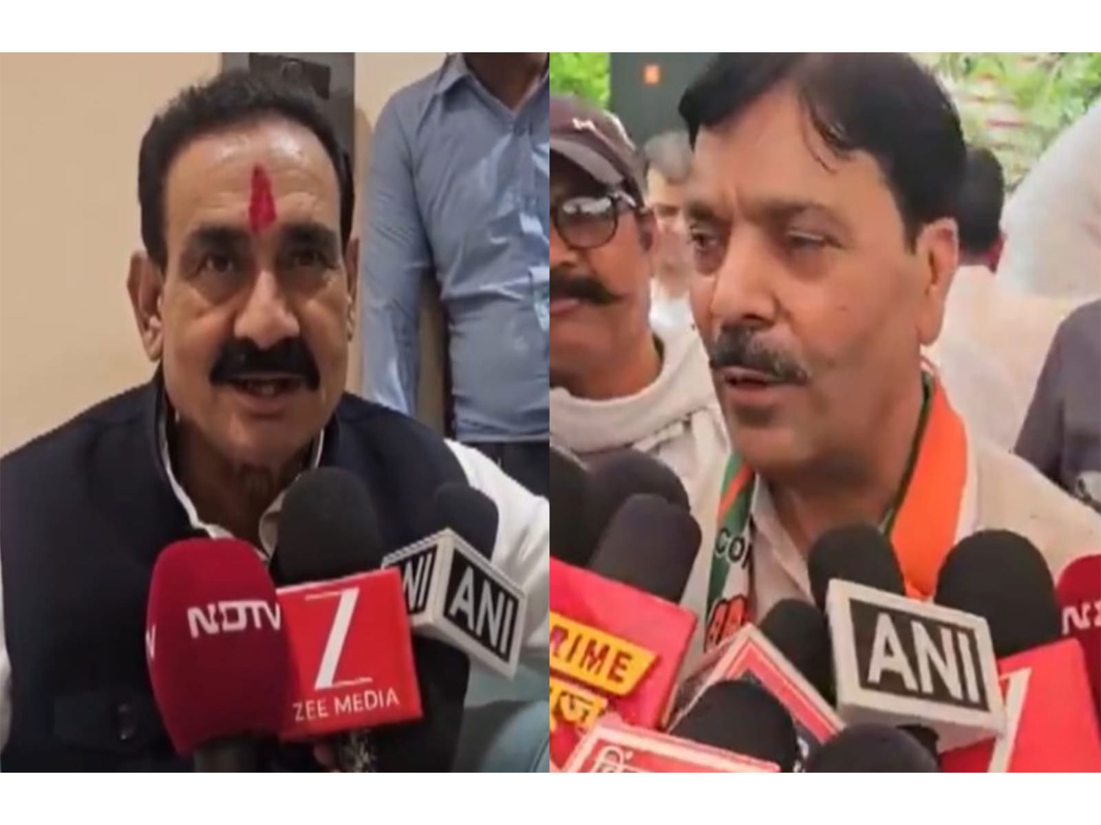 BJP leader Narottam Mishra (L) and Congress Leader Abdhesh Nayak (Photo/ANI) 