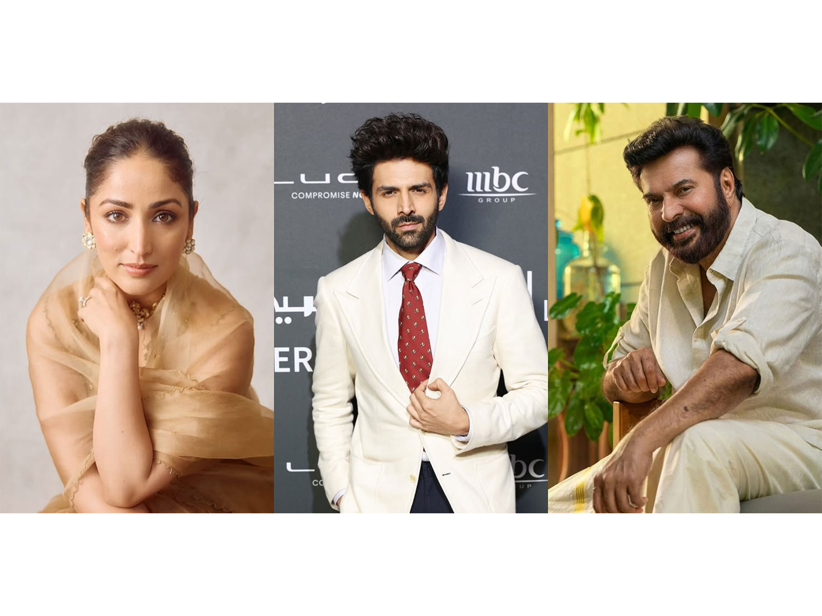 Yami Gautam, Kartik Aaryan,  Mammootty (Photo/Instagram/ @yamigautam, kartikaaryan, @mammootty)
