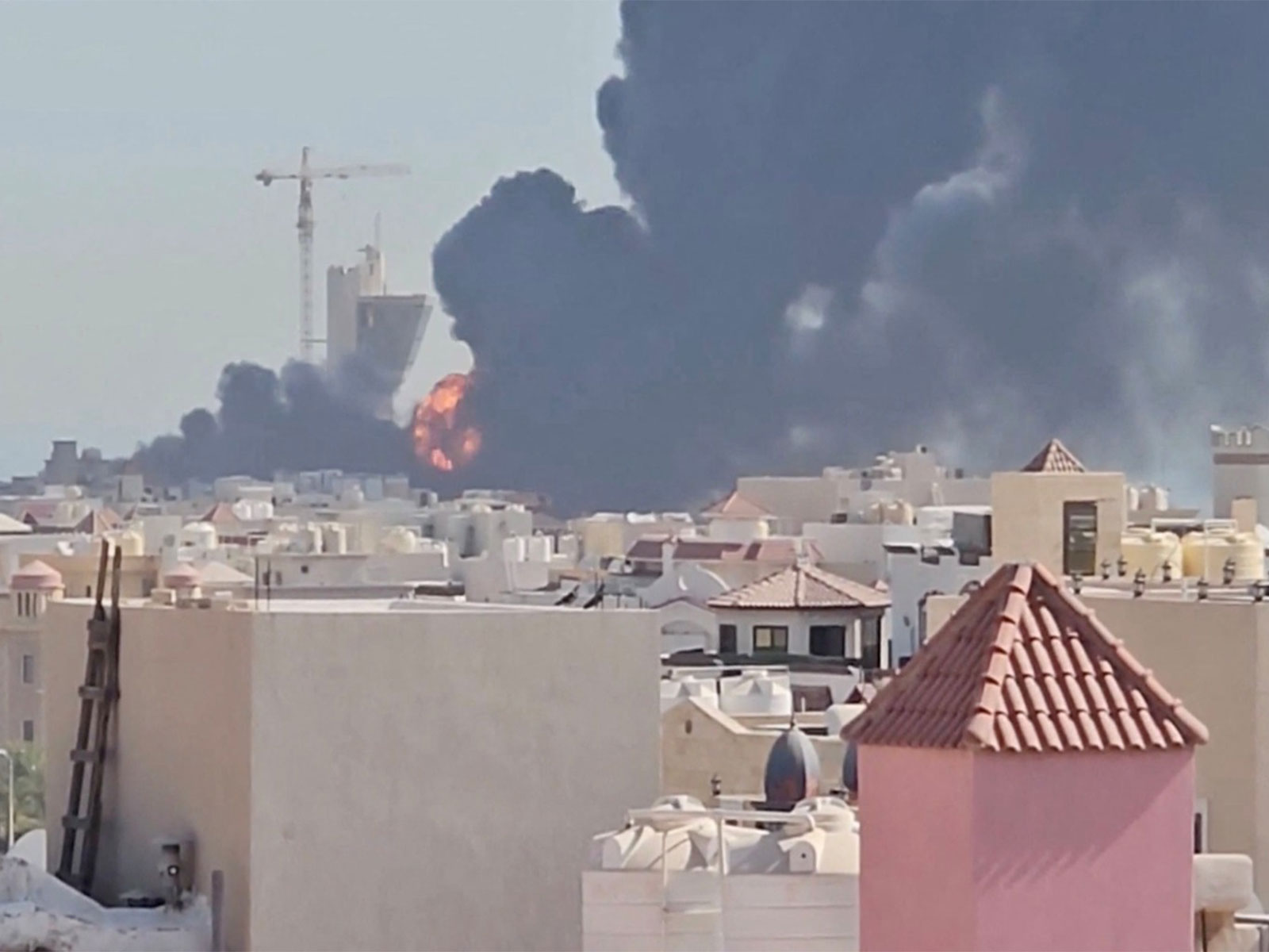 Smoke billows near the oil facility in Mangaf, Kuwait (Photo/Reuters)