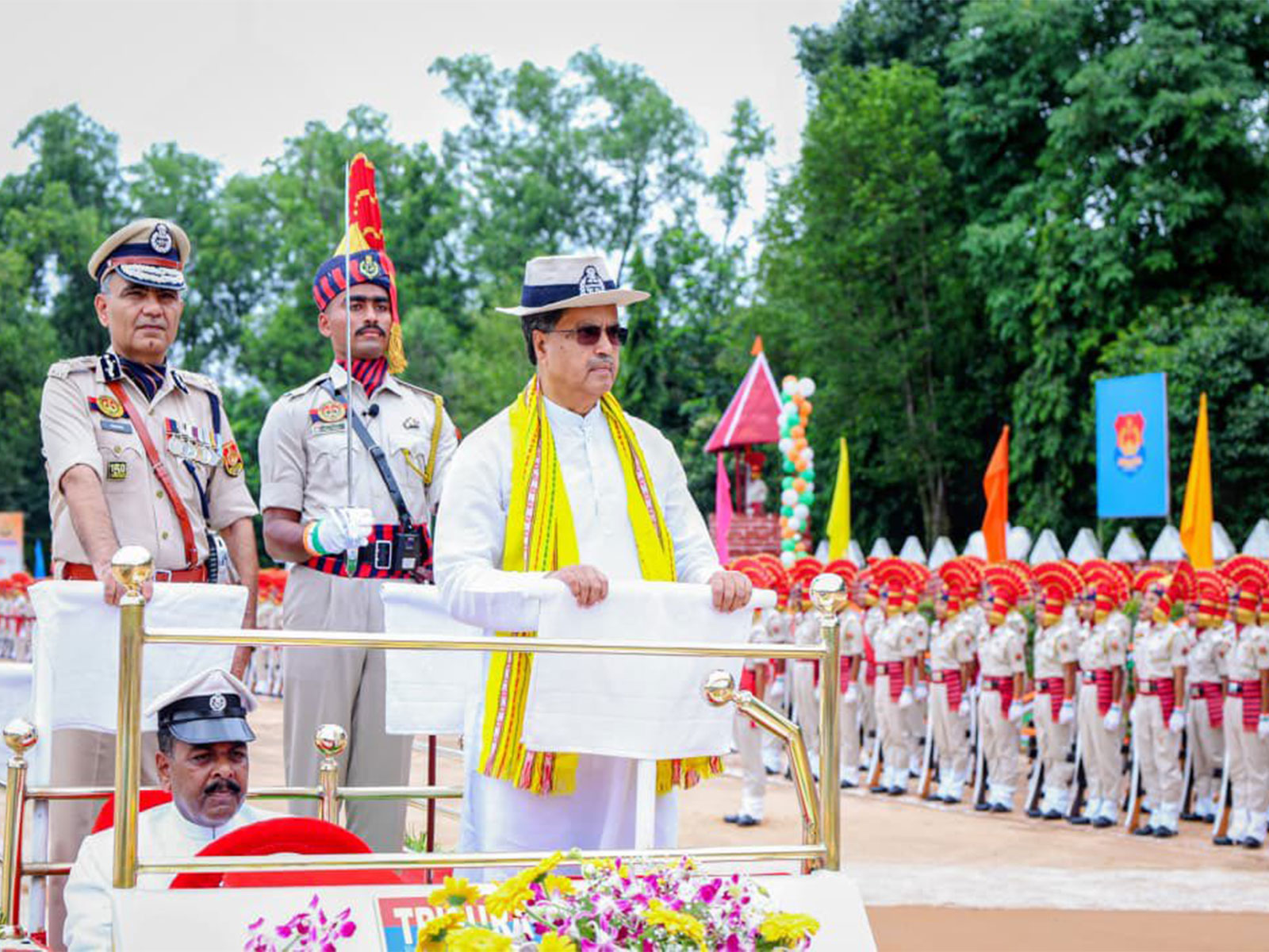 Tripura Chief Minister Manik Saha participates in 92nd batch passing-out parade of Police Constables. (Photo:X@DrManikSaha2)