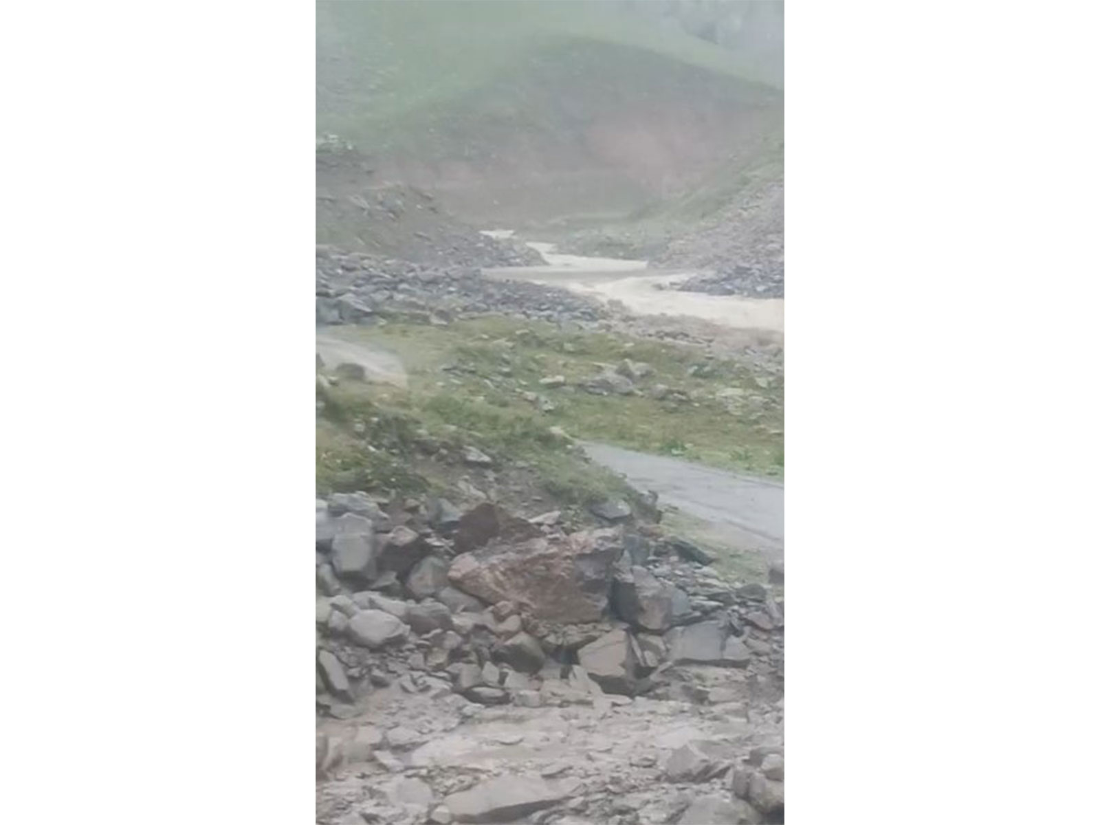 Flash flood washes away bridge in Kinnaur (Photo/ANI) 