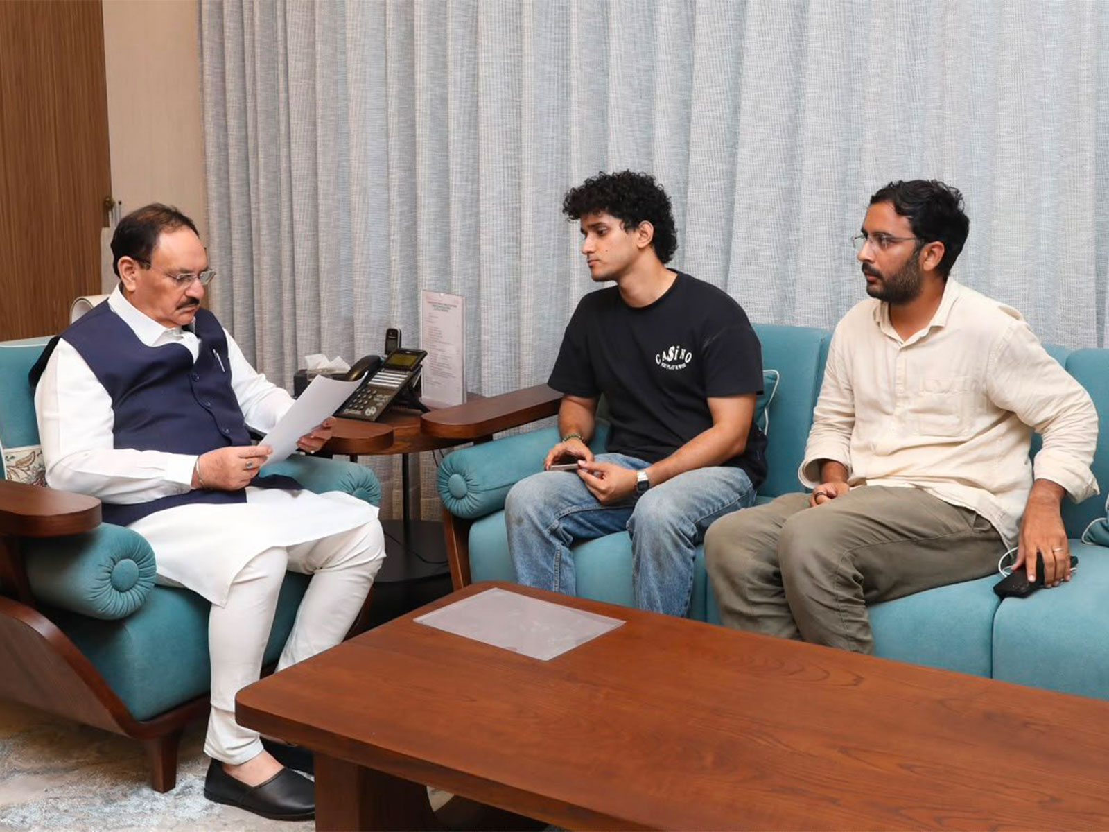 Union Home Minister meets CJP chief spokesperson Saurav Das and its leader Ashutosh Ranka  (Photo/X@JPNadda)