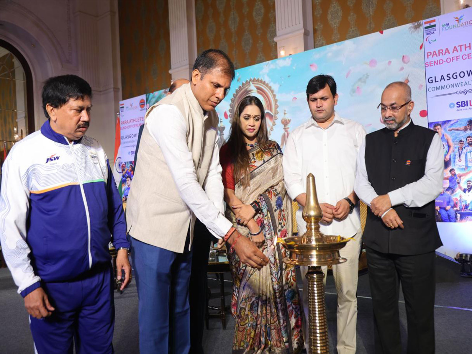 Paralympic Committee of India President Devendra Jhajharia; PCI Chairperson Payal Kanodia and Haryana Sports Minister Gaurav Gautam. (Photo/PCI)
