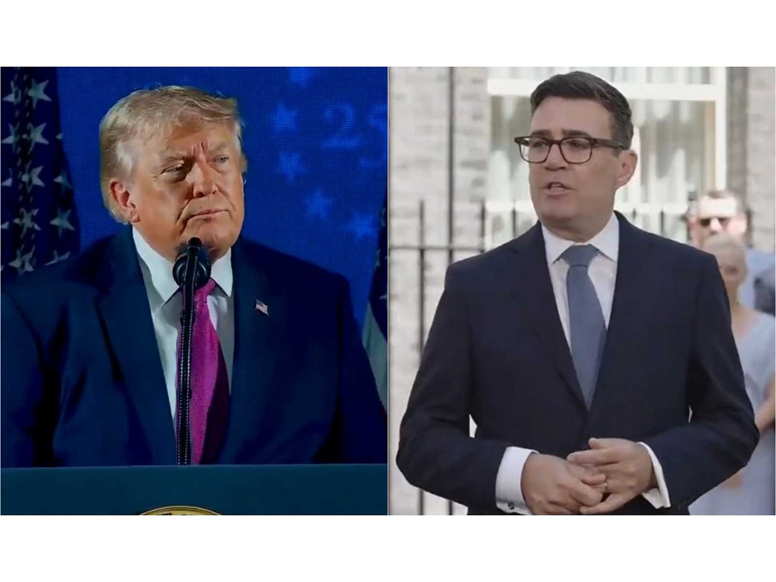 US President Donald Trump and UK Prime Minister Andy Burnham (Photos Youtube/WhiteHouse, X/@andyburnham)