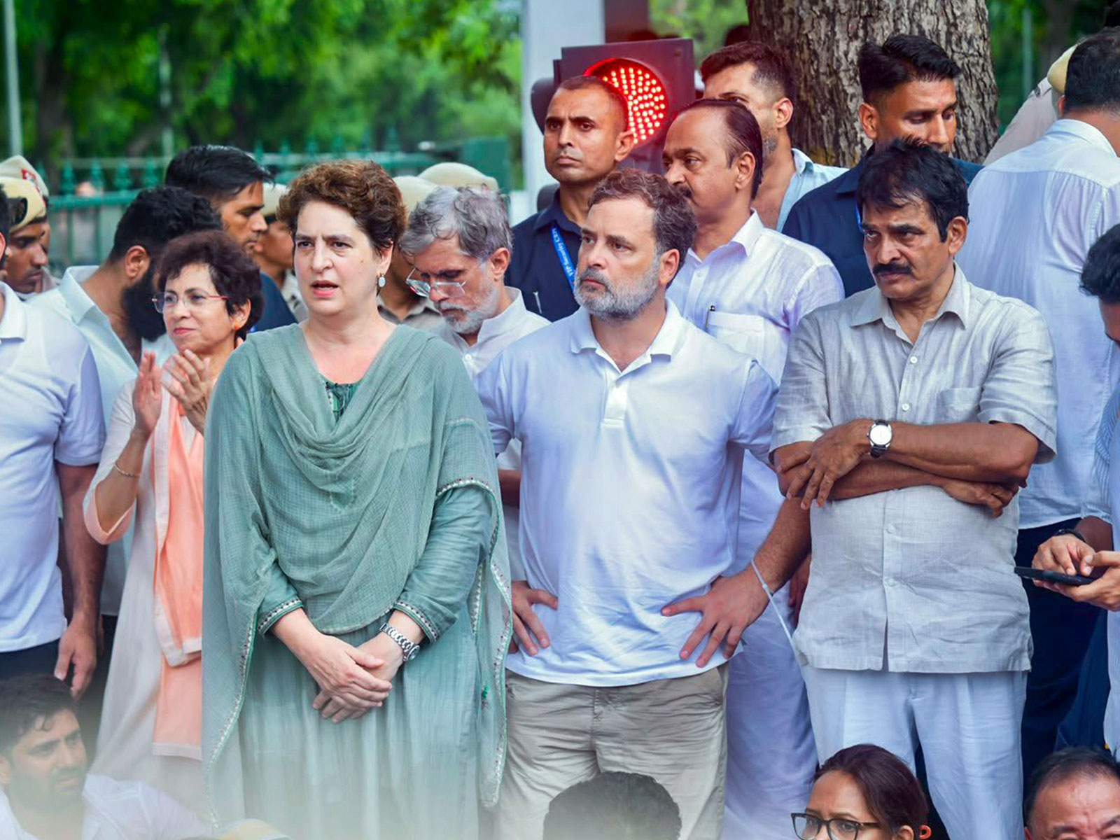 Congress leaders hold protest at Lok Kalyan Marg (File photo/ANI)