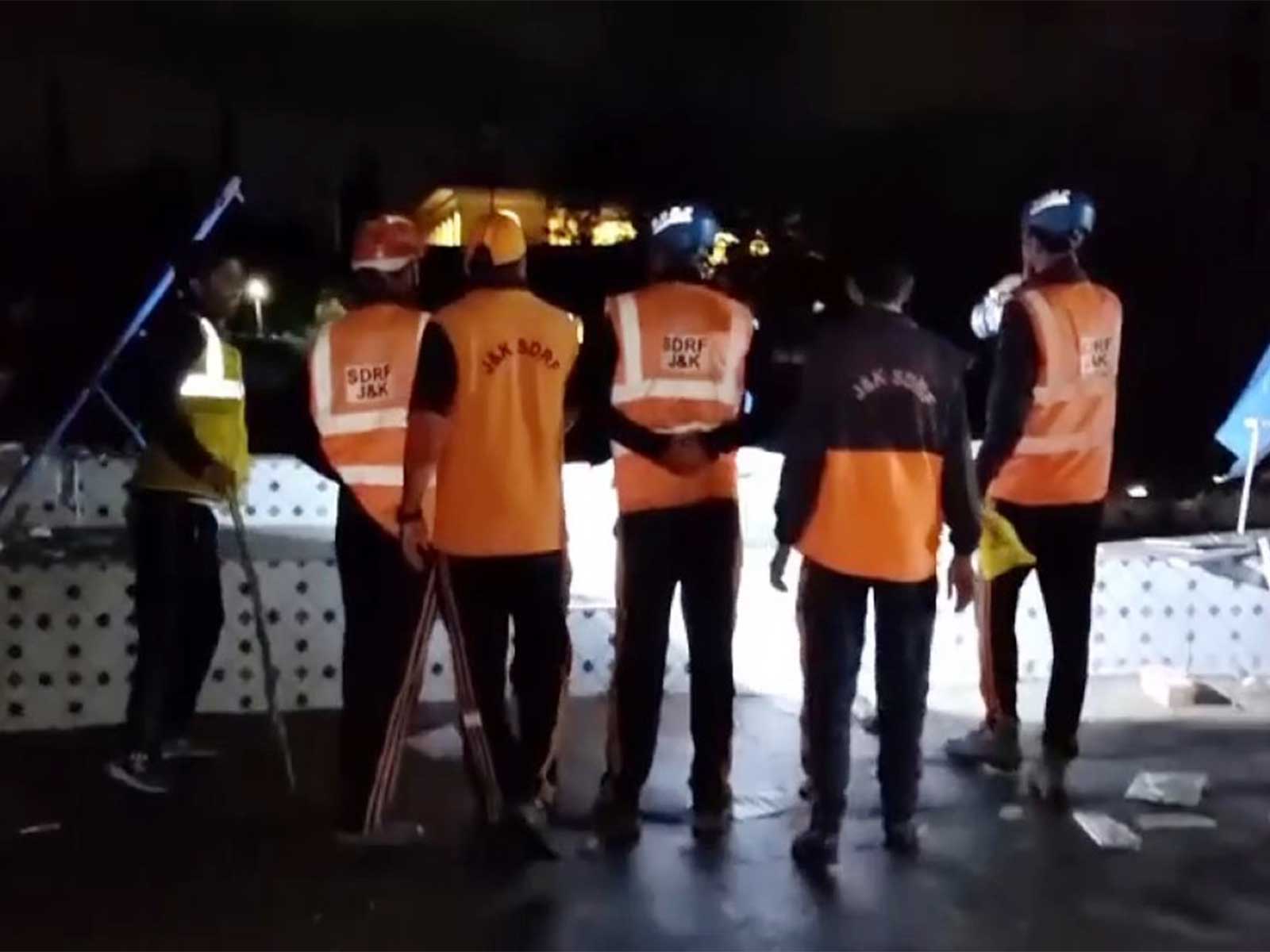 Rescue workers on move after rains trigger flashfloods in Kashmir's Budgam district (Photo/ANI)