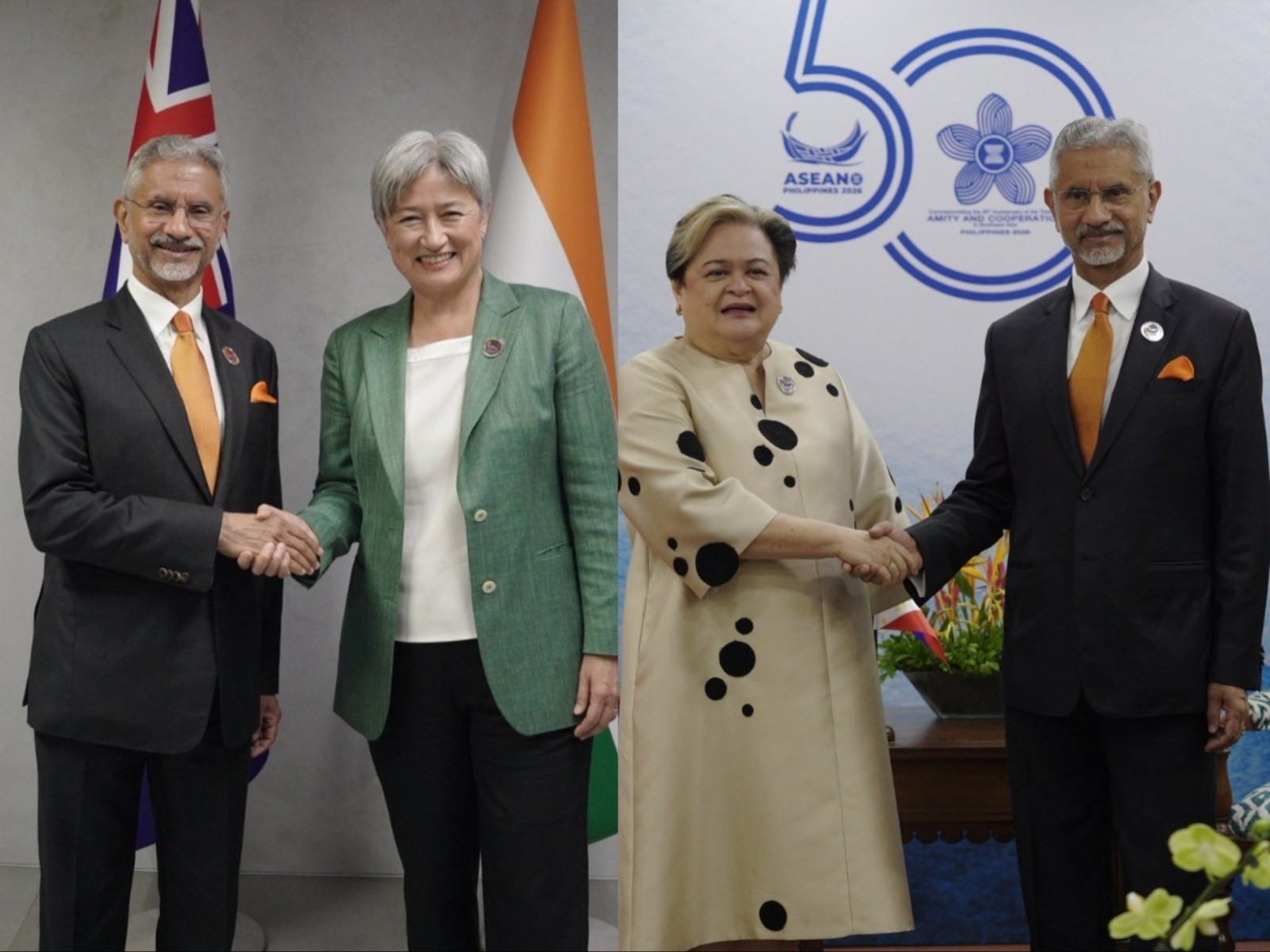 EAM meets Australian FM Wong and Philippines' counterpart Ma. Theresa P. Lazaro (Photo/X@DrSJaishankar)