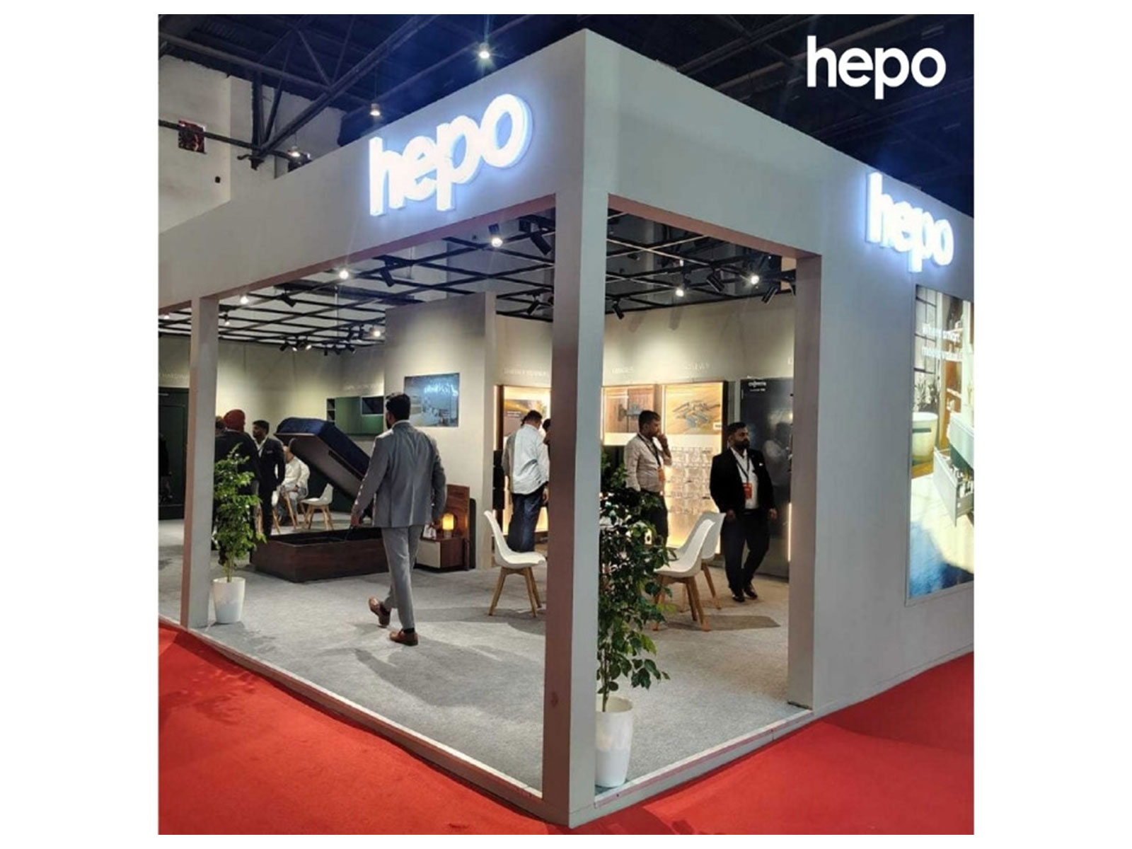 HEPO's booth at ACE Reflect 2026 in Jaipur, showcasing its range of smart hardware solutions for modern spaces