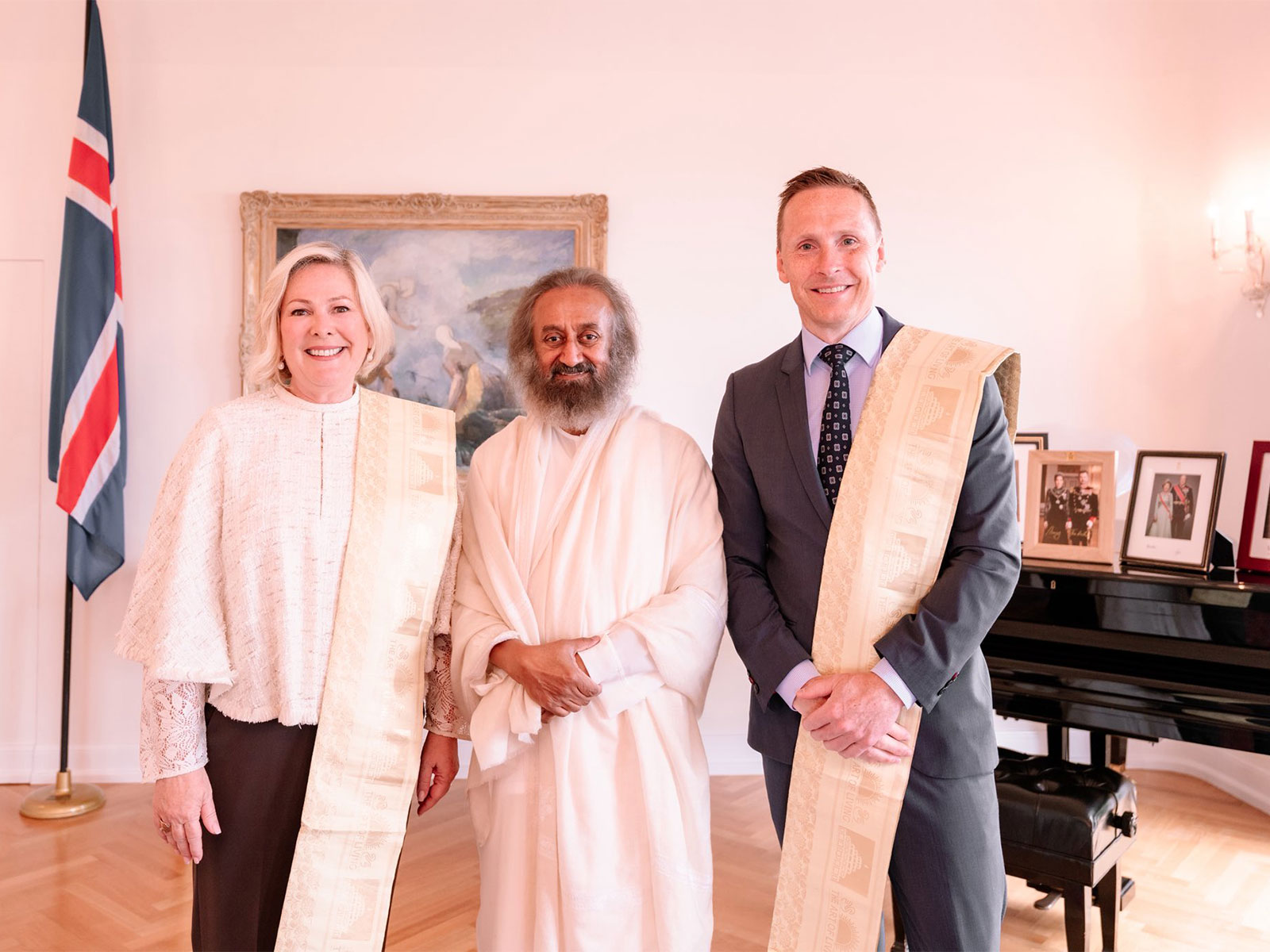 Sri Sri Ravi Shankar meets Icelandic President Halla Tomasdottir [on left] (Photo/X/@Gurudev)