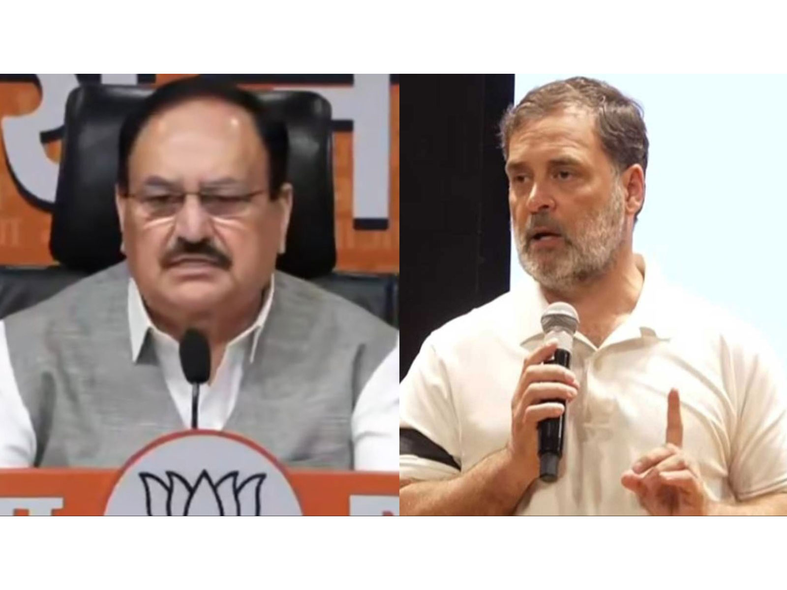 Union Health Minister JP Nadda and Congress leader Rahul Gandhi (Photo/ANI)