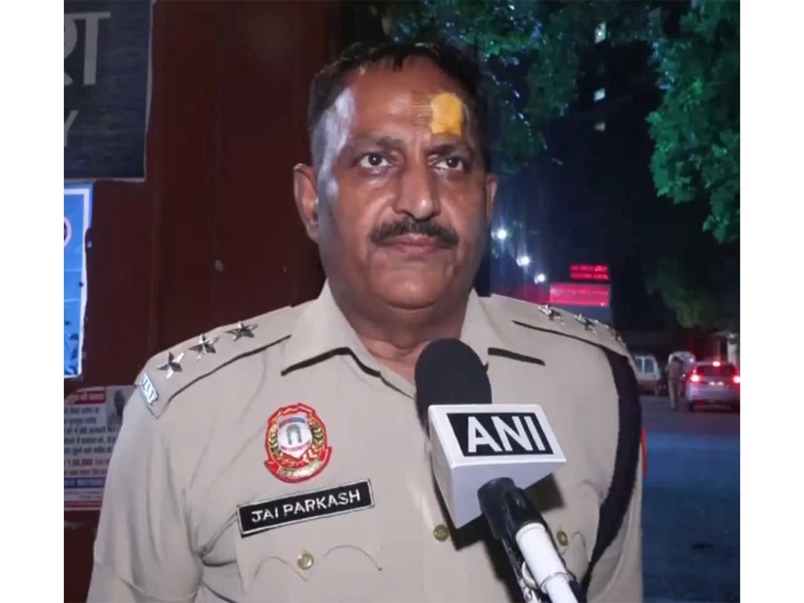 Additional Commissioner of Police (Punjabi Bagh) Jai Prakash, who sustained an injury to his forehead while performing duty(Photo/ANI)