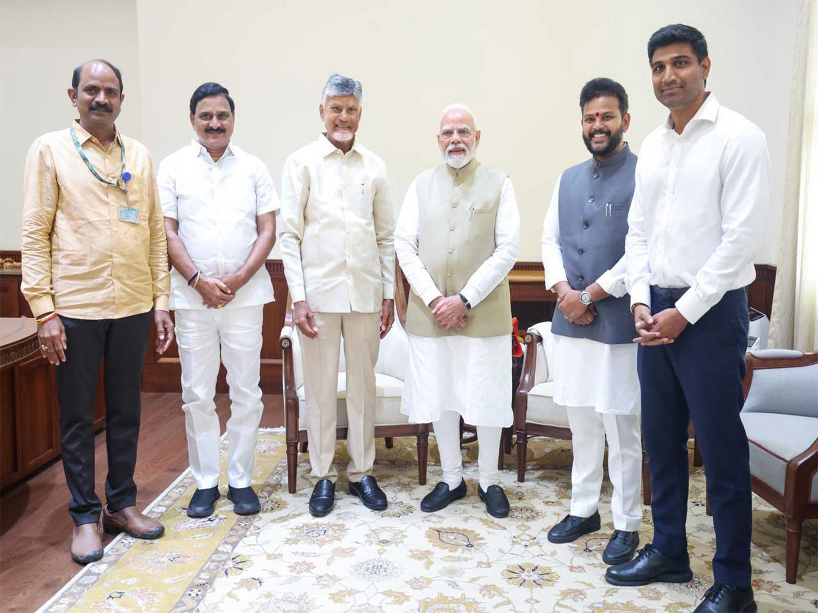  PM Modi meets TDP Ministers (Photo/ANI) 