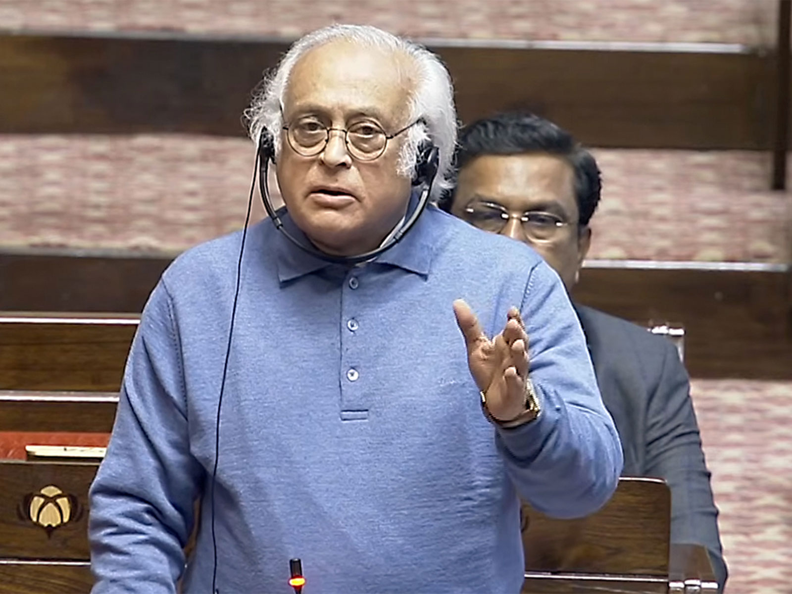Congress MP Jairam Ramesh speaks in the Rajya Sabha (Photo/SamsadTV)