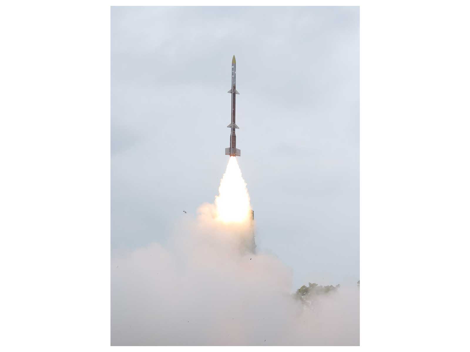 DRDO conducts successful maiden flight-test of 'Kusha' Long-Range Surface-to-Air Missile (Photo: Ministry of Defence)