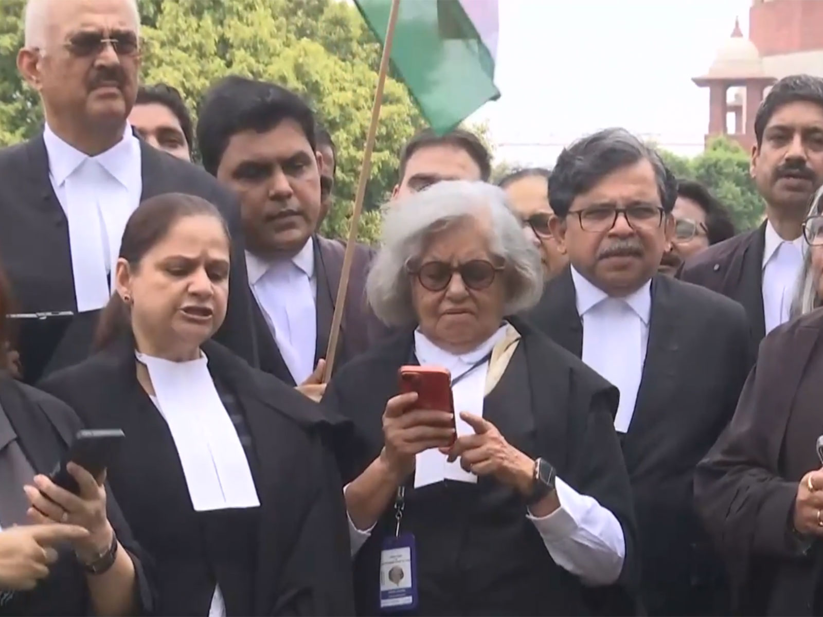 Supreme Court lawyers protest at the lawns of the Court (Photo/ANI)