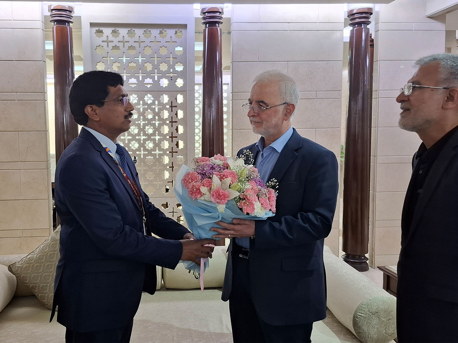 Iran's Interior Minister Eskandar Momeni (Centre) at Delhi Airport (Photo/X/@Iran_in_India)