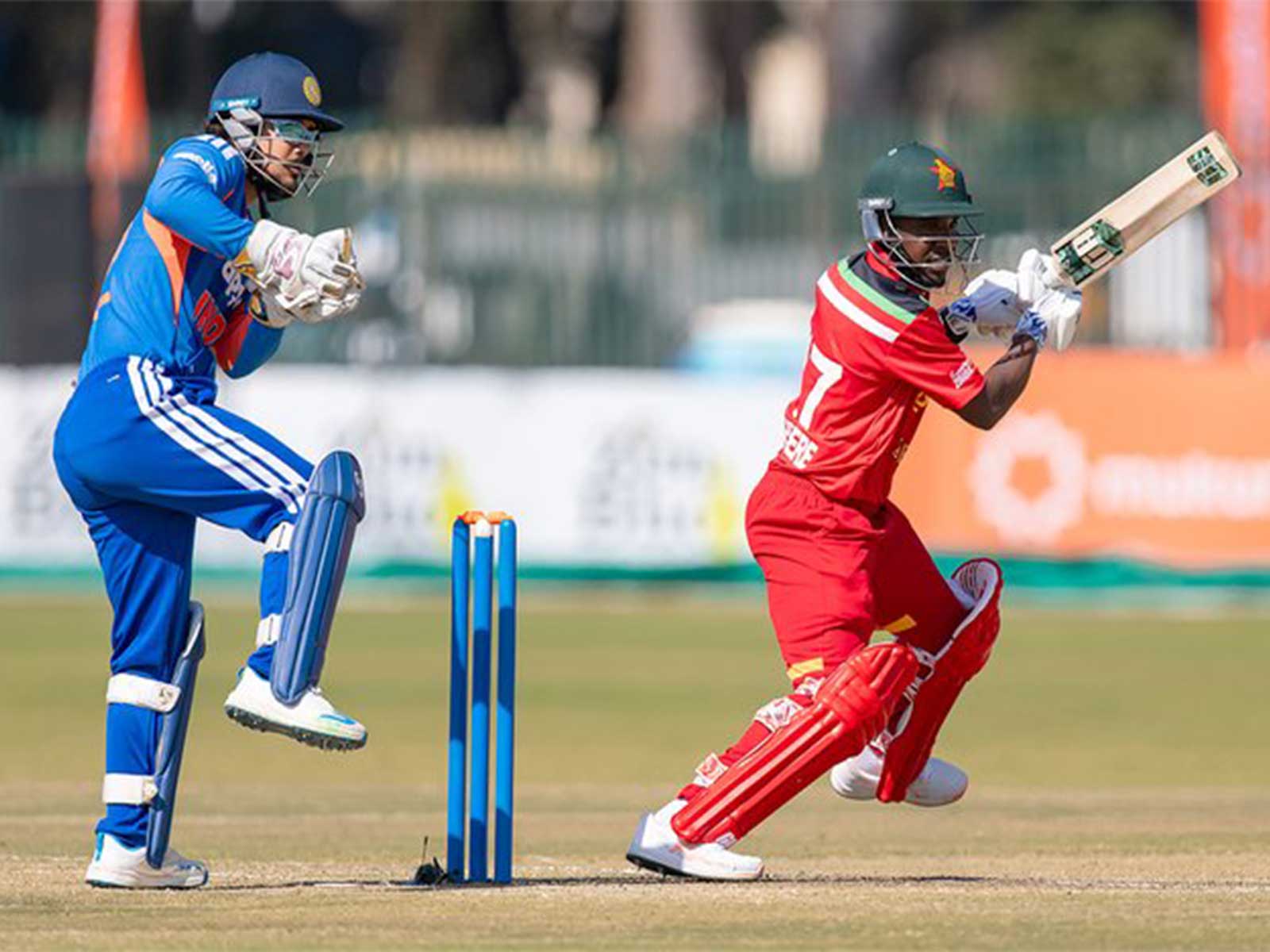 Zimbabwe and India players in action (Photo: X/@ZimCricketv)